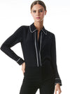 WILLA PIPED PLACKET TOP-ALICE + OLIVIA