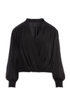 CELIA SMOCKED CUFF BLOUSE-Black-ALICE + OLIVIA
