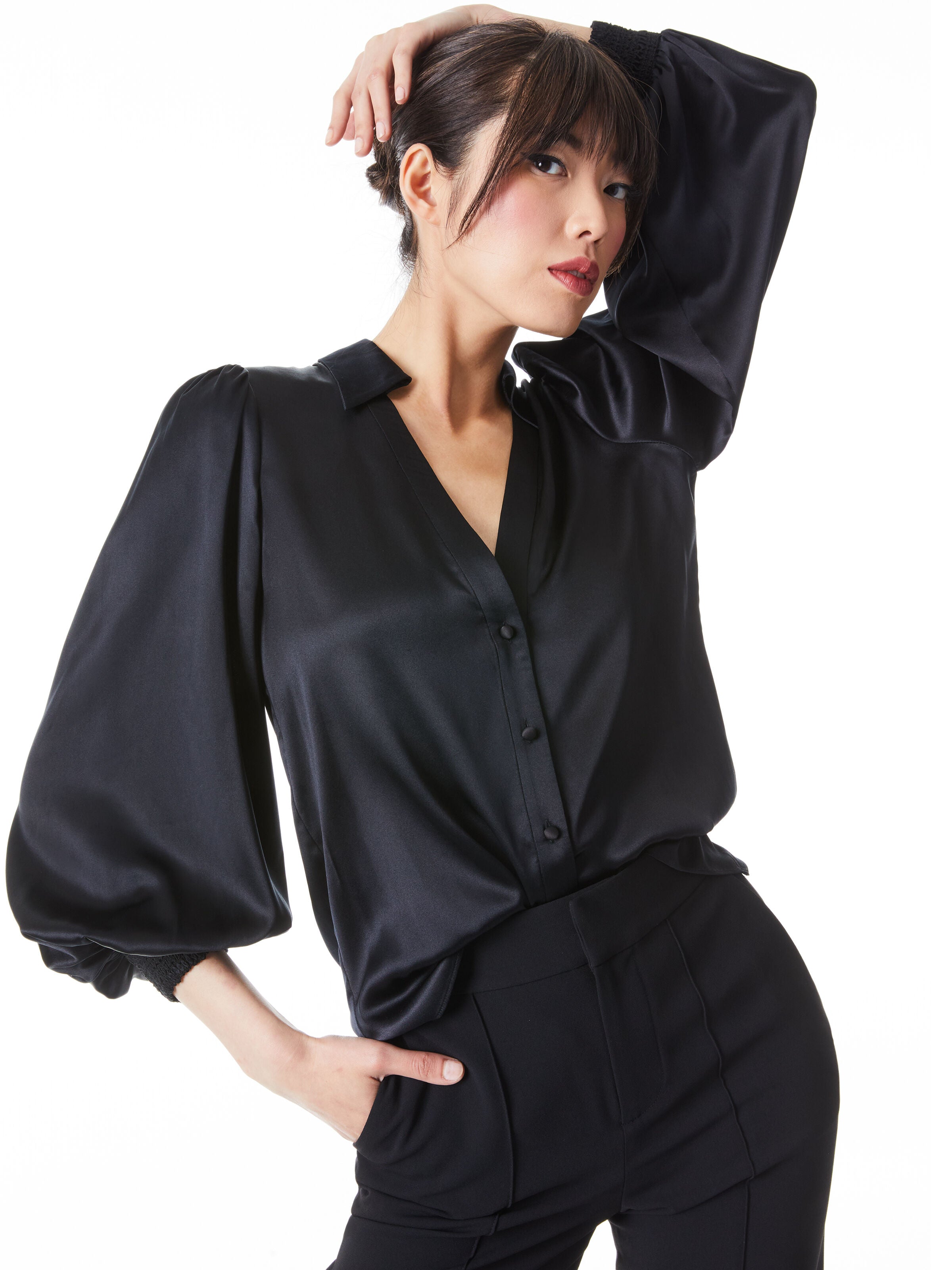 COSIMA BUTTON DOWN BLOUSE-ALICE + OLIVIA