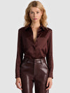 WILLA SILK BLOUSE-DARK CHOCOLATE-ALICE + OLIVIA