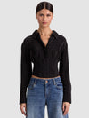 EDIE SEAMED CORSET BUTTON DOWN-ALICE + OLIVIA