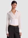 EDIE SEAMED CORSET BUTTON DOWN-ALICE + OLIVIA