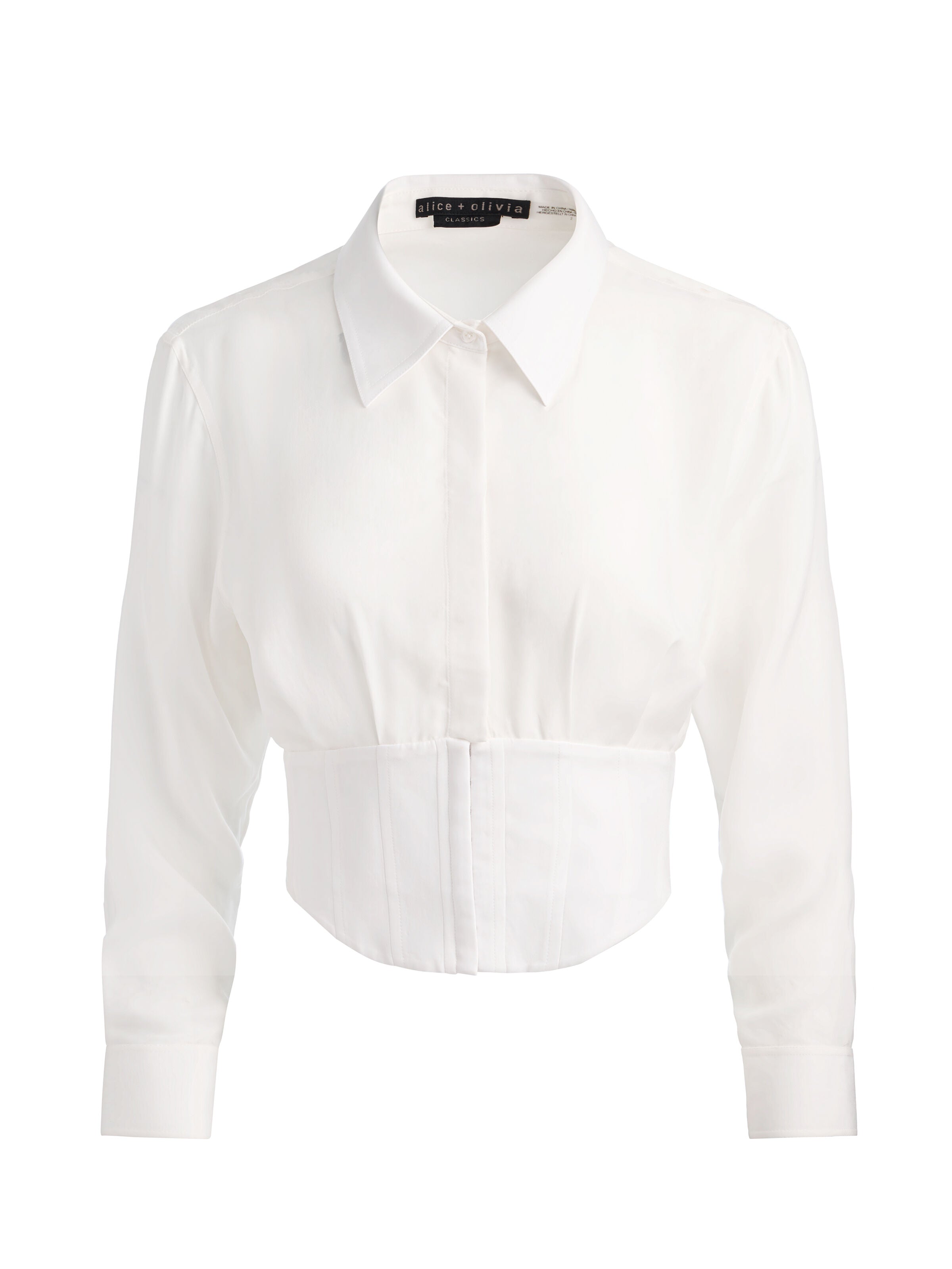 EDIE SEAMED CORSET BUTTON DOWN-ALICE + OLIVIA