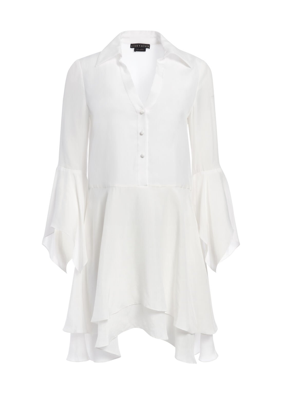 PRISCILLA BUTTON DOWN MINI DRESS-Black-ALICE + OLIVIA