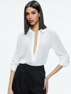 WILLA RELAXED PLACKET TOP WITH PIPING DETAIL-ALICE + OLIVIA