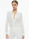 WILLA RELAXED PLACKET TOP WITH PIPING DETAIL-ALICE + OLIVIA