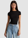 HOTTIE SHRUNKEN BABY TEE-Black-ALICE + OLIVIA