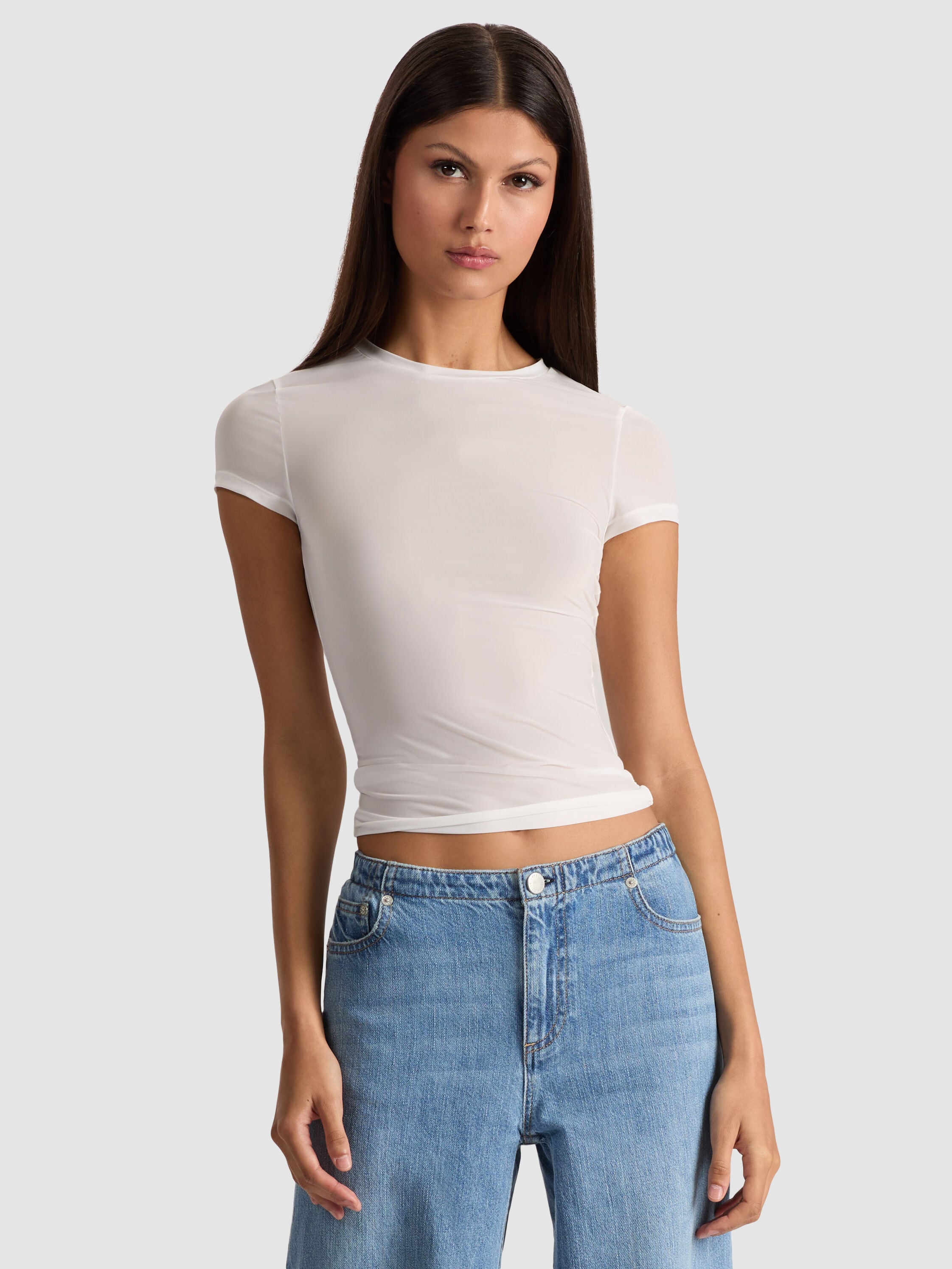 HOTTIE SHRUNKEN BABY TEE-Black-ALICE + OLIVIA