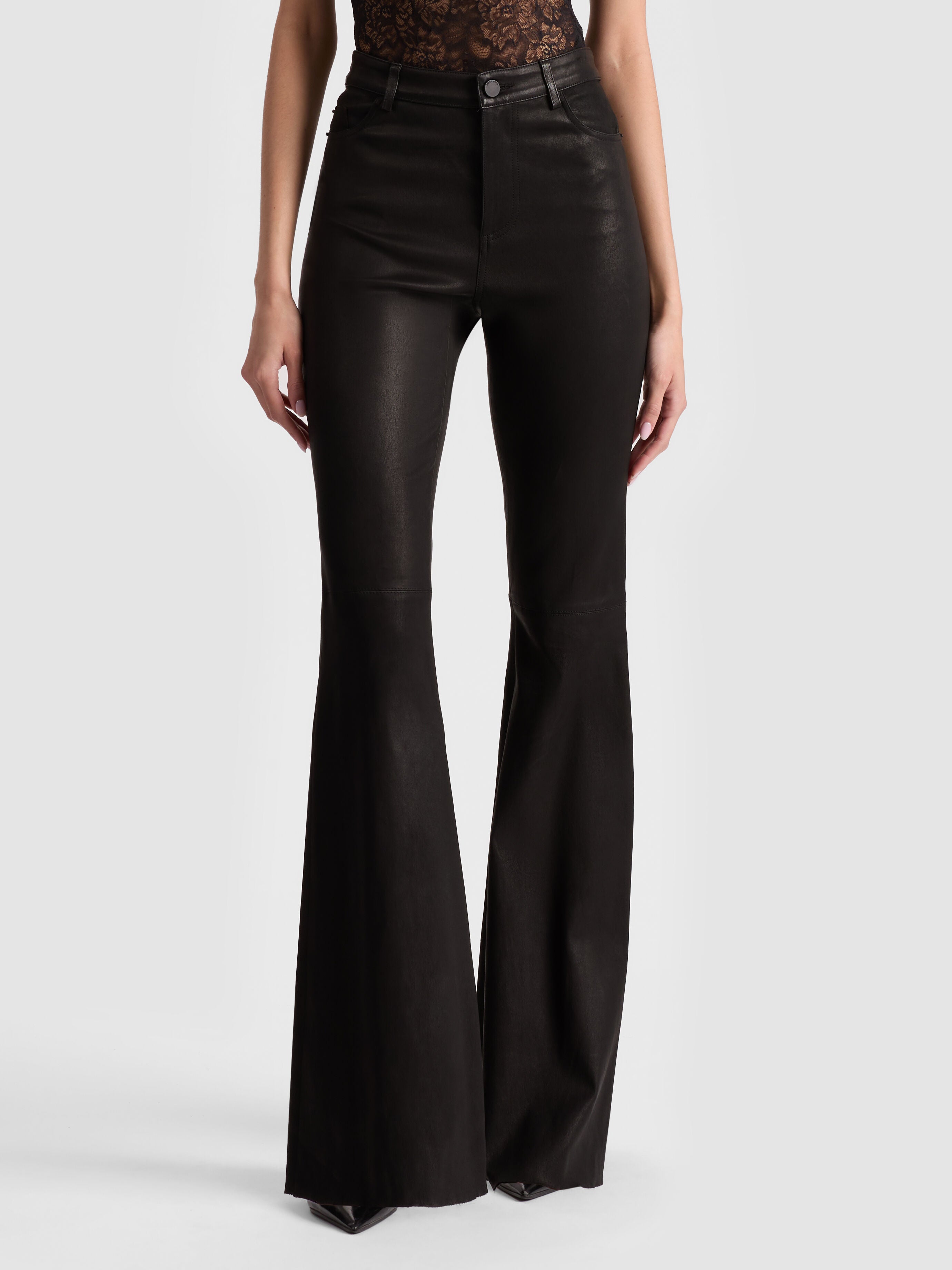 BRENT LEATHER BELL PANT-ALICE + OLIVIA