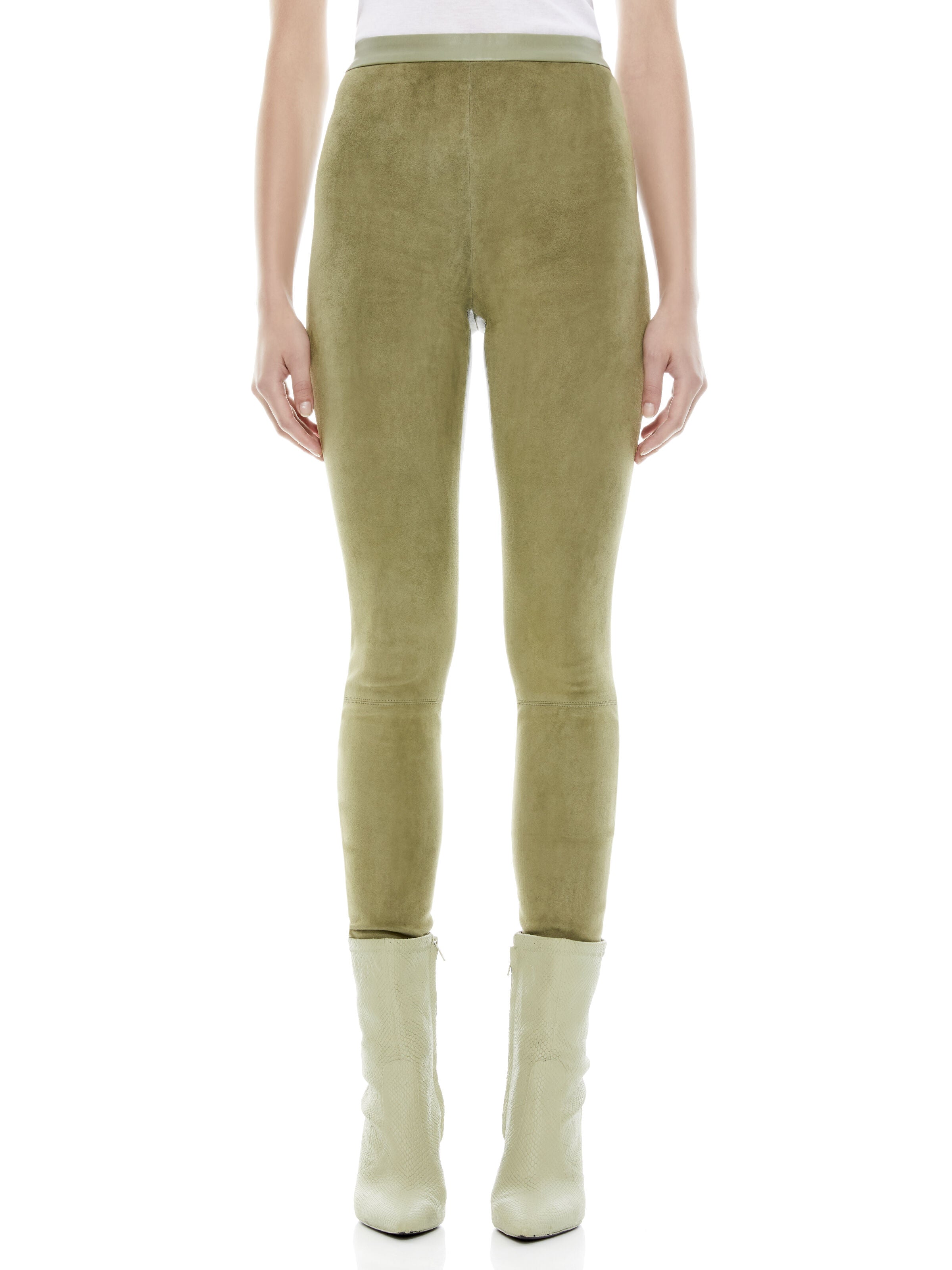 MADDOX SIDE ZIP SUEDE LEGGING-CHARCOAL-ALICE + OLIVIA