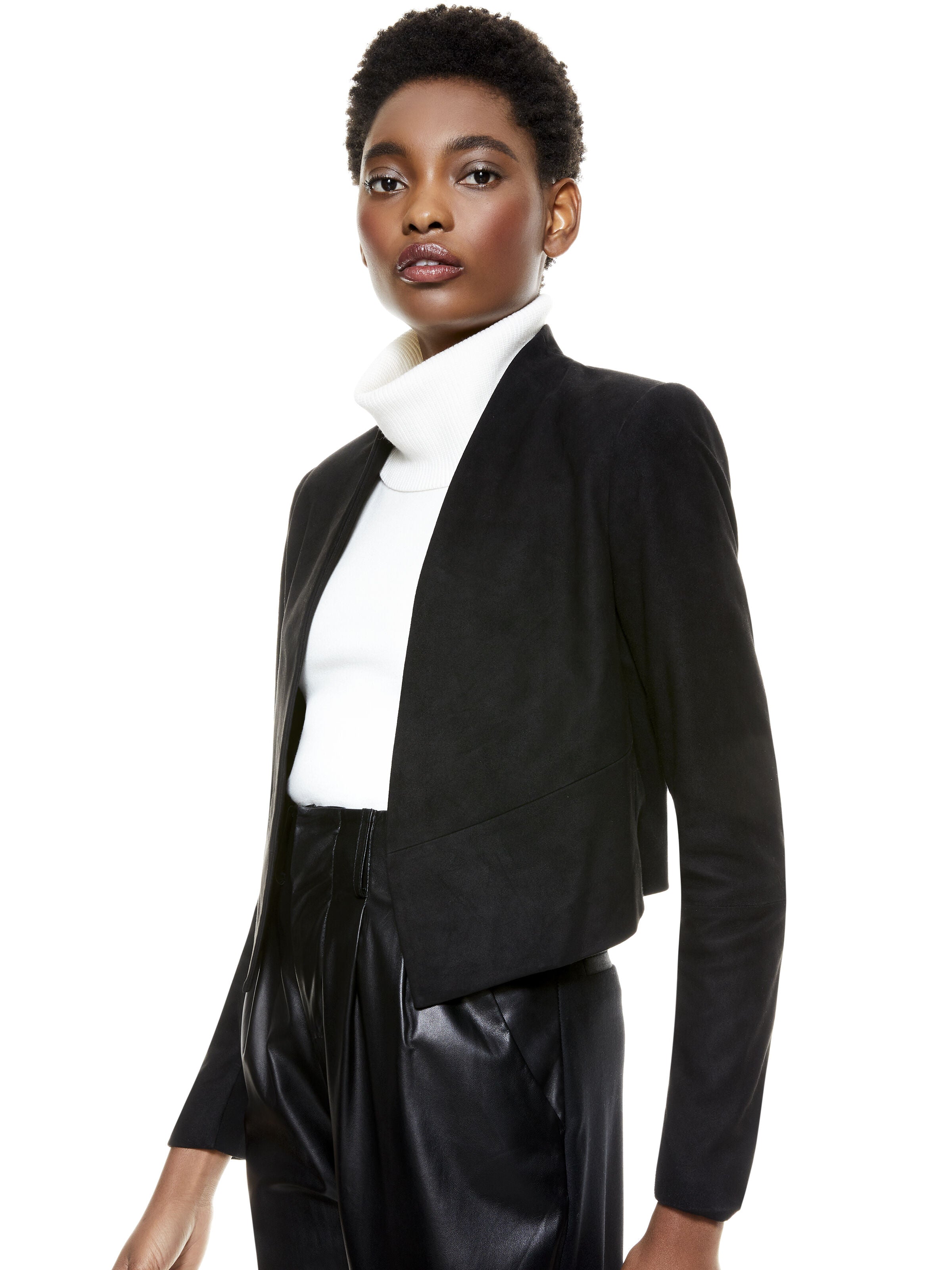 HARVEY SUEDE JACKET-Black-ALICE + OLIVIA