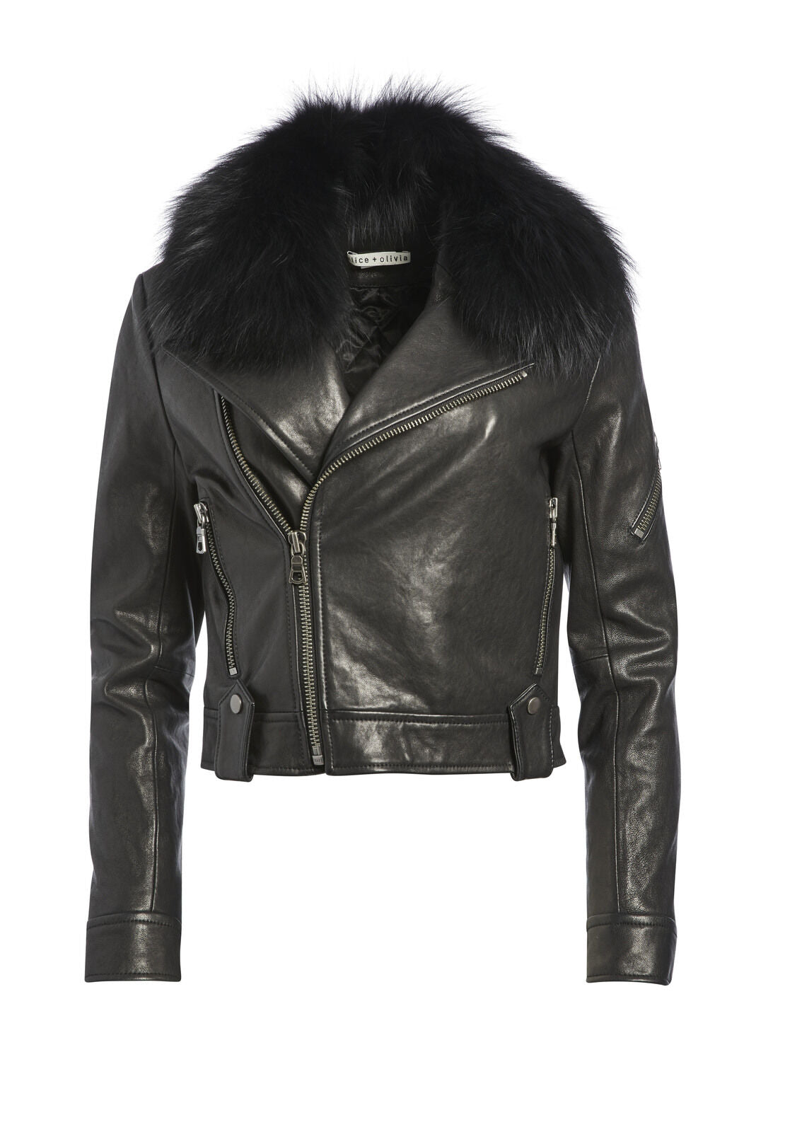 DEROSE LEATHER JACKET-Black-ALICE + OLIVIA