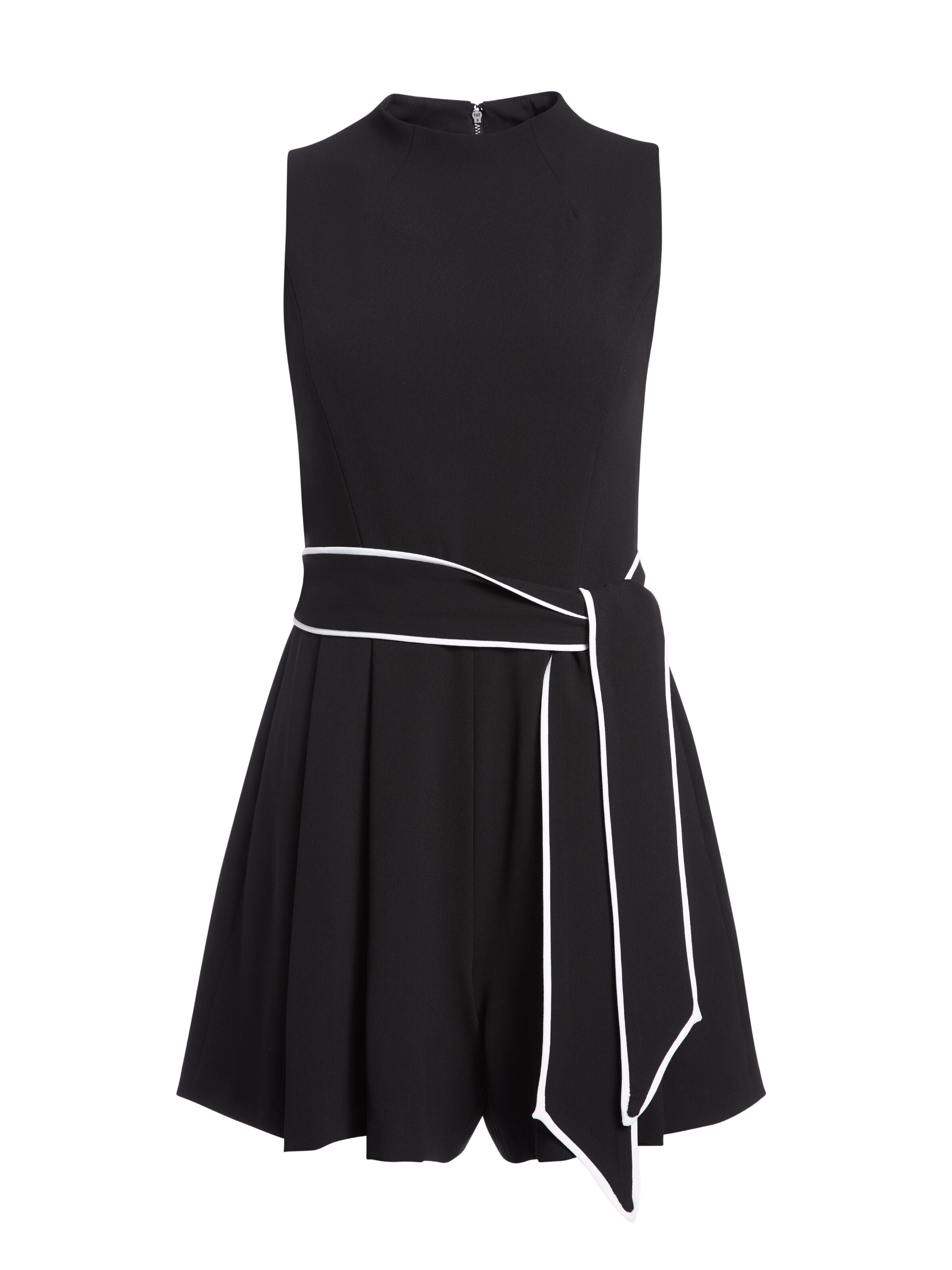 HARLAN PLEATED ROMPER WITH BELT-BLACK/WHITE-ALICE + OLIVIA