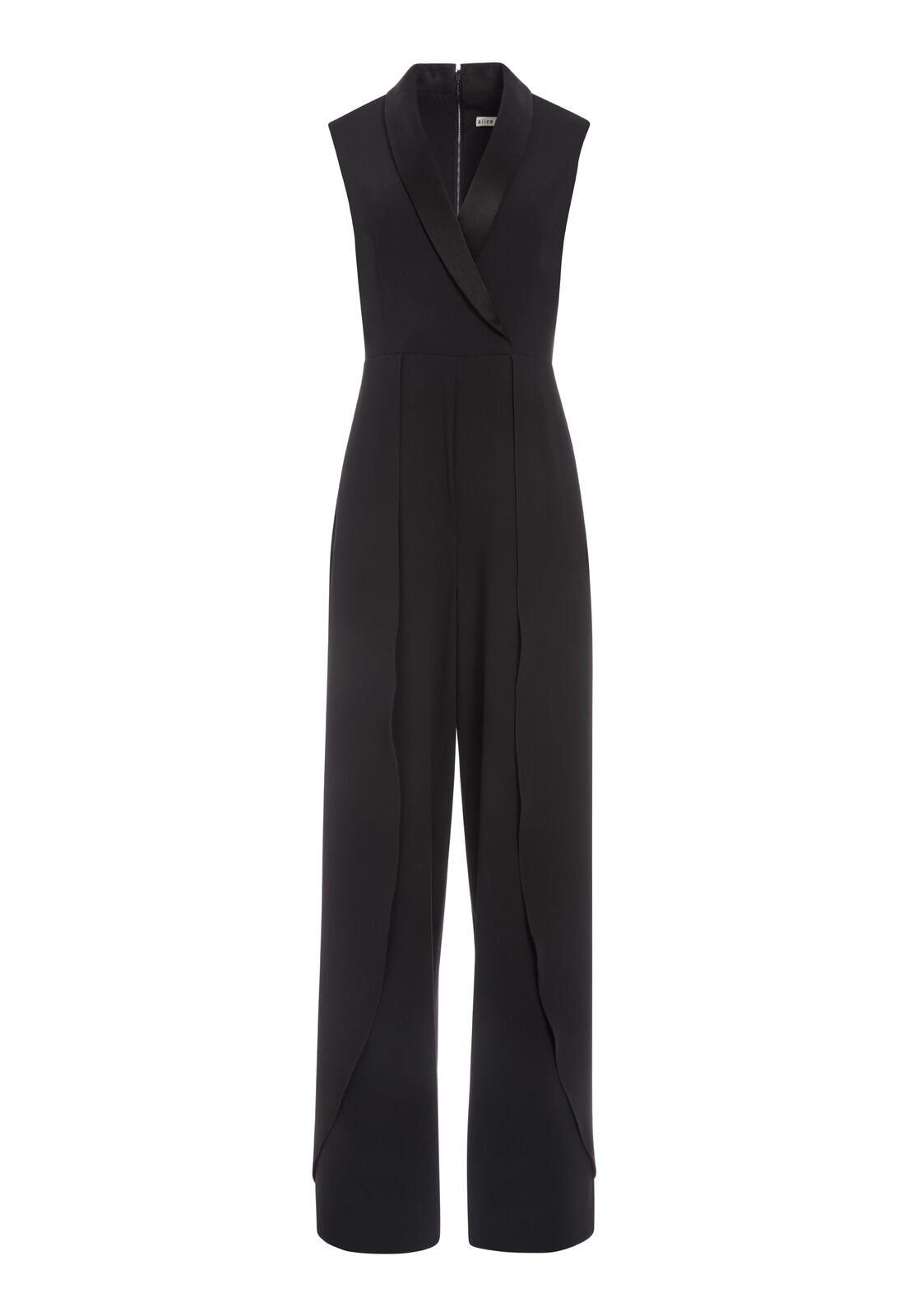 BEBE PLEATED SHAWL COLLAR JUMPSUIT-Black-ALICE + OLIVIA