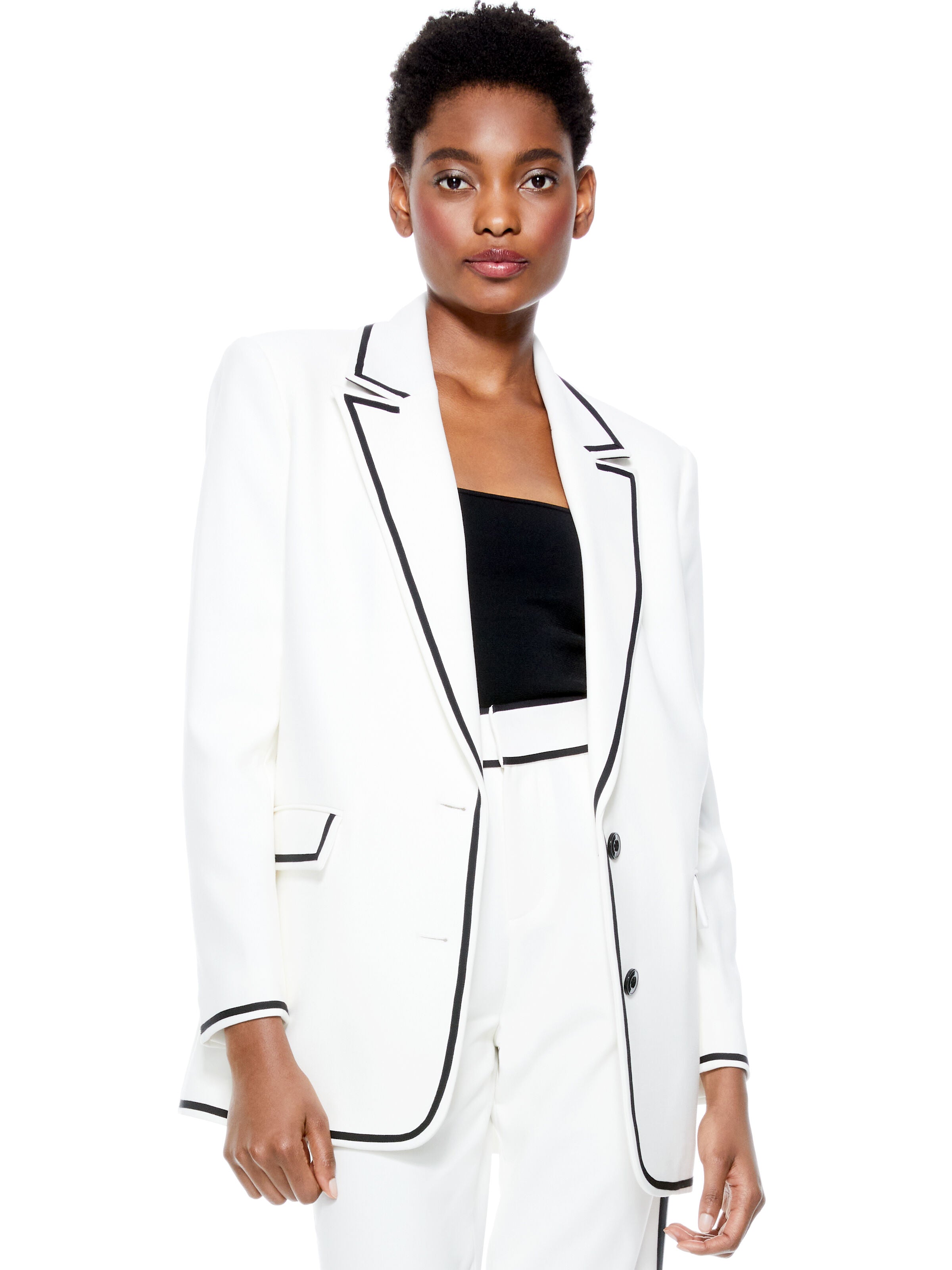 ELNA LONG BLAZER-OFF WHITE/BLACK-ALICE + OLIVIA