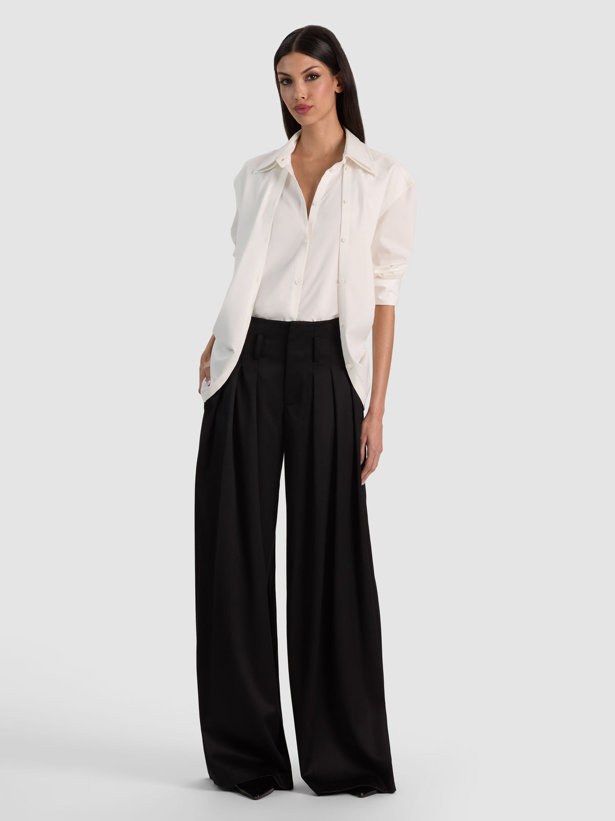 BENSON WOOL PLEATED PANT-Black-ALICE + OLIVIA