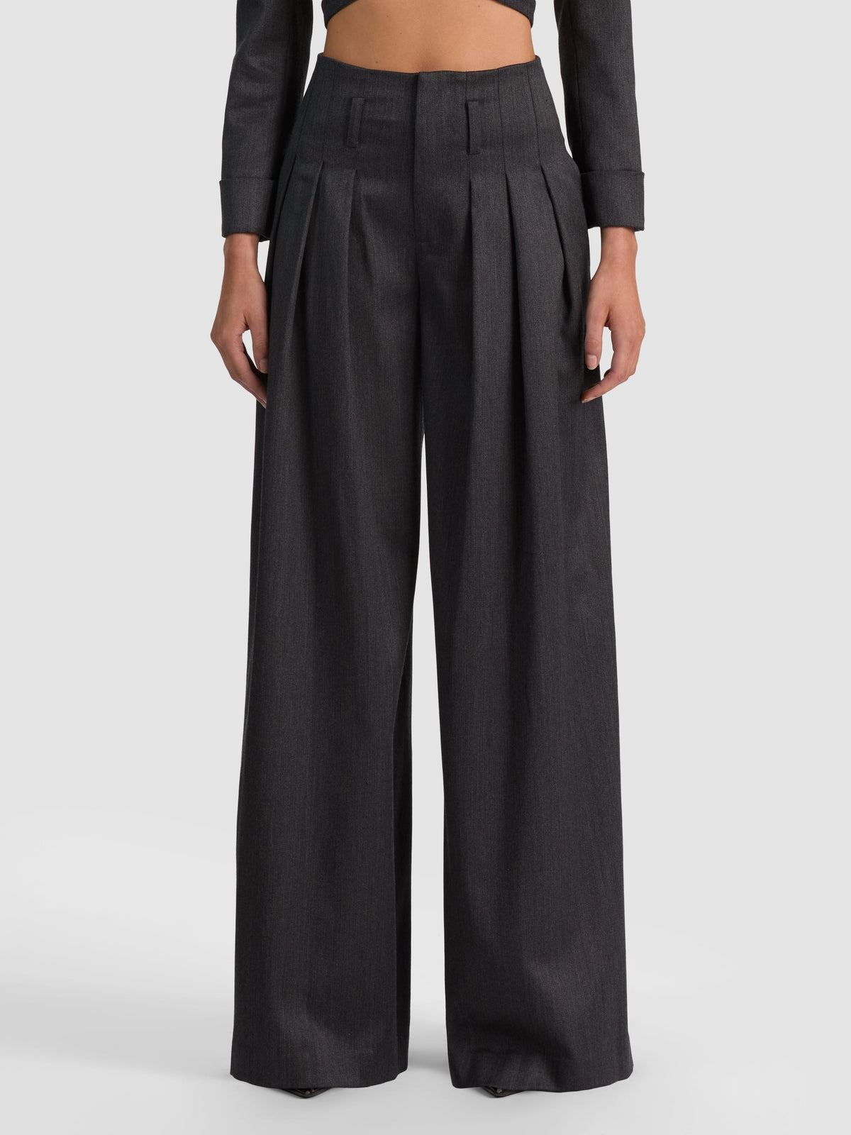 BENSON WOOL PLEATED PANT - CHARCOAL