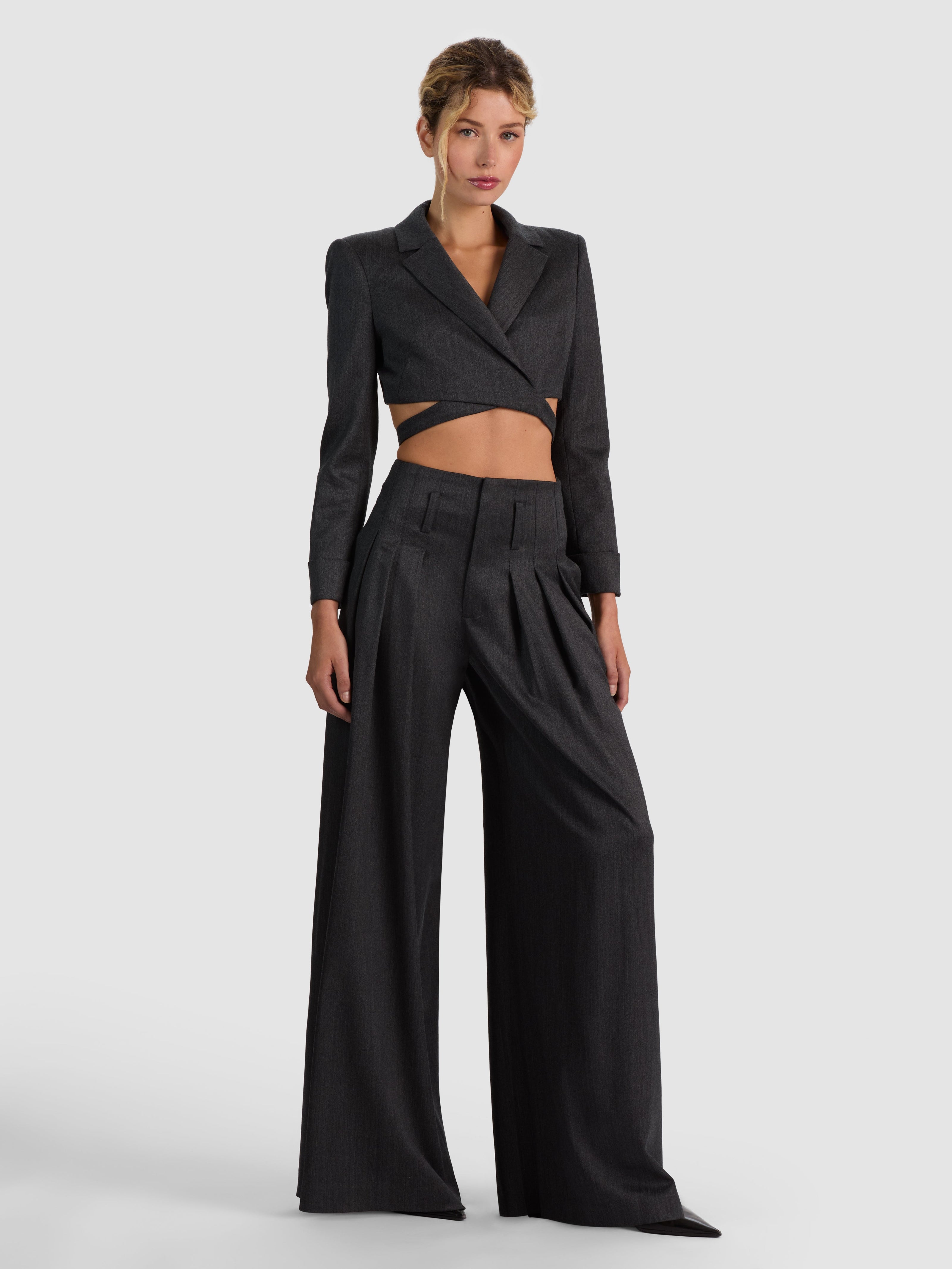 BENSON WOOL PLEATED PANT - CHARCOAL
