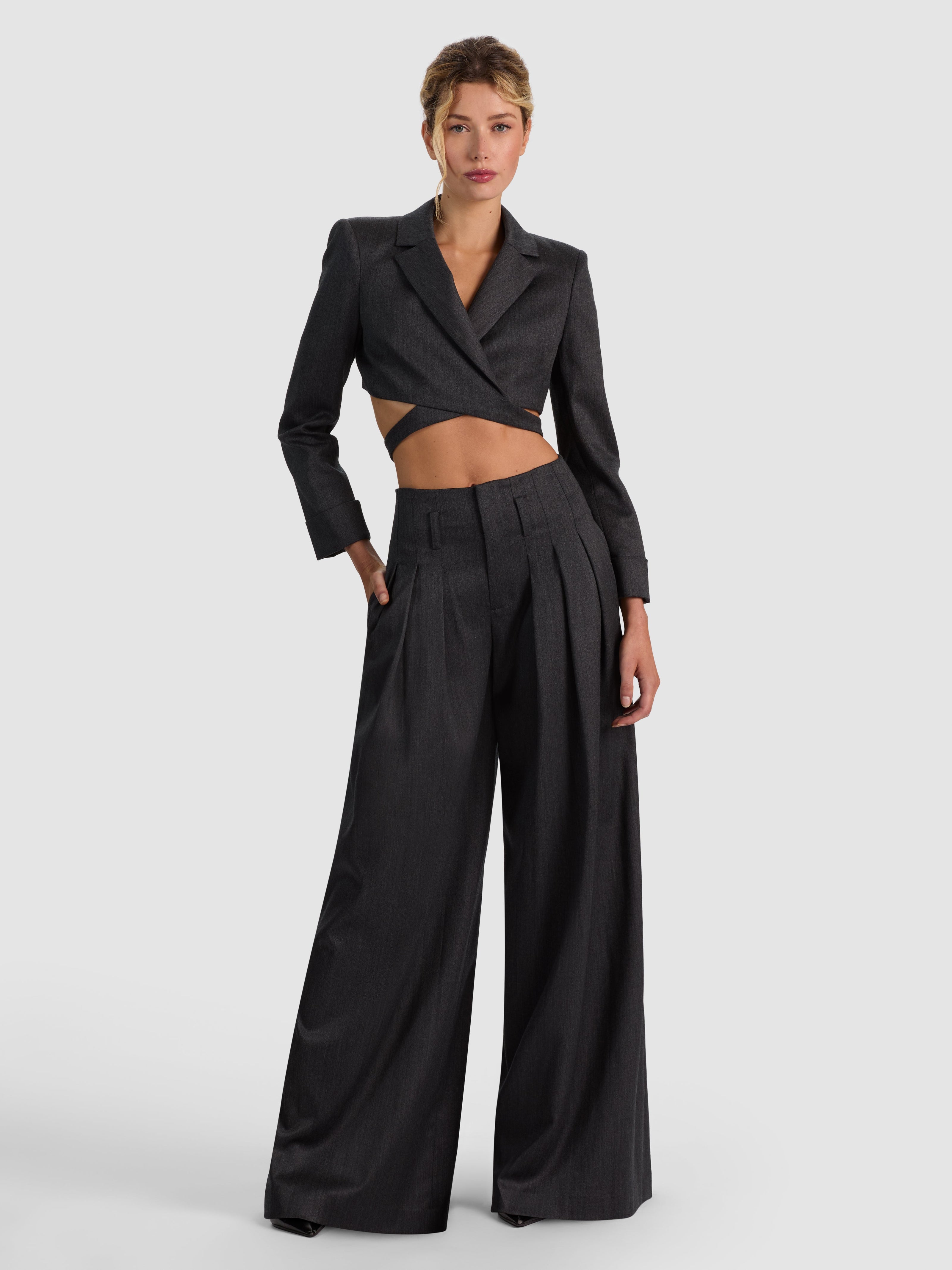 BENSON WOOL PLEATED PANT - CHARCOAL