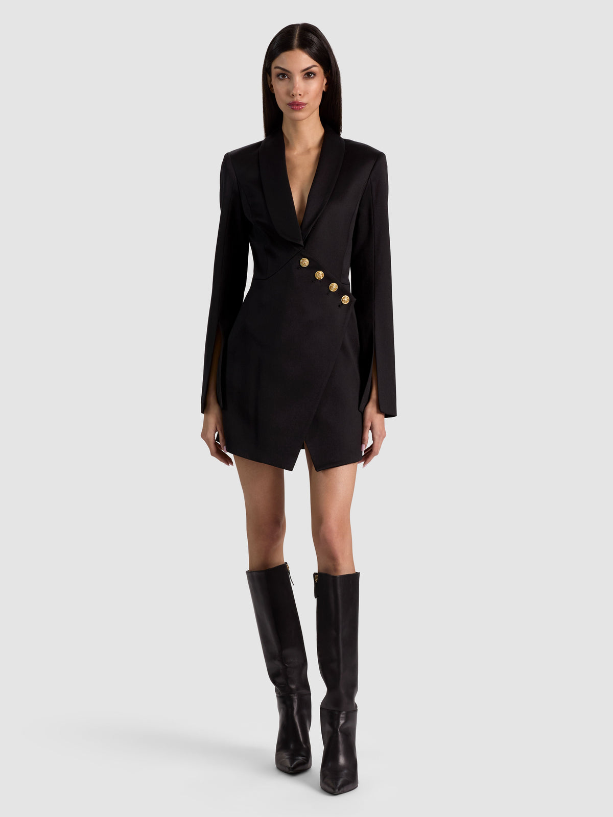 THE SCULPT BLAZER MINI DRESS - BLACK