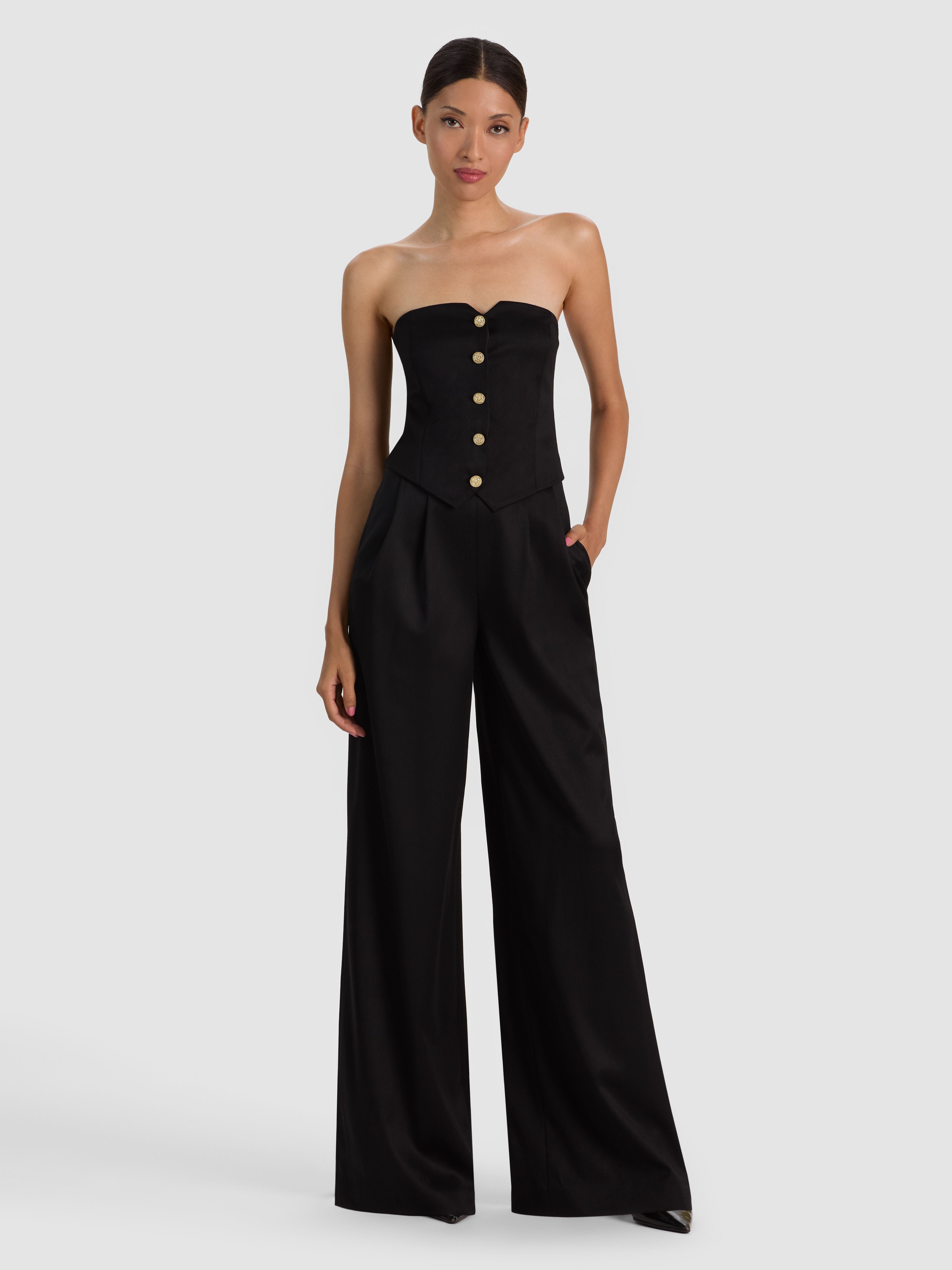 KELCEY STRAPLESS WOOL JUMPSUIT-ALICE + OLIVIA
