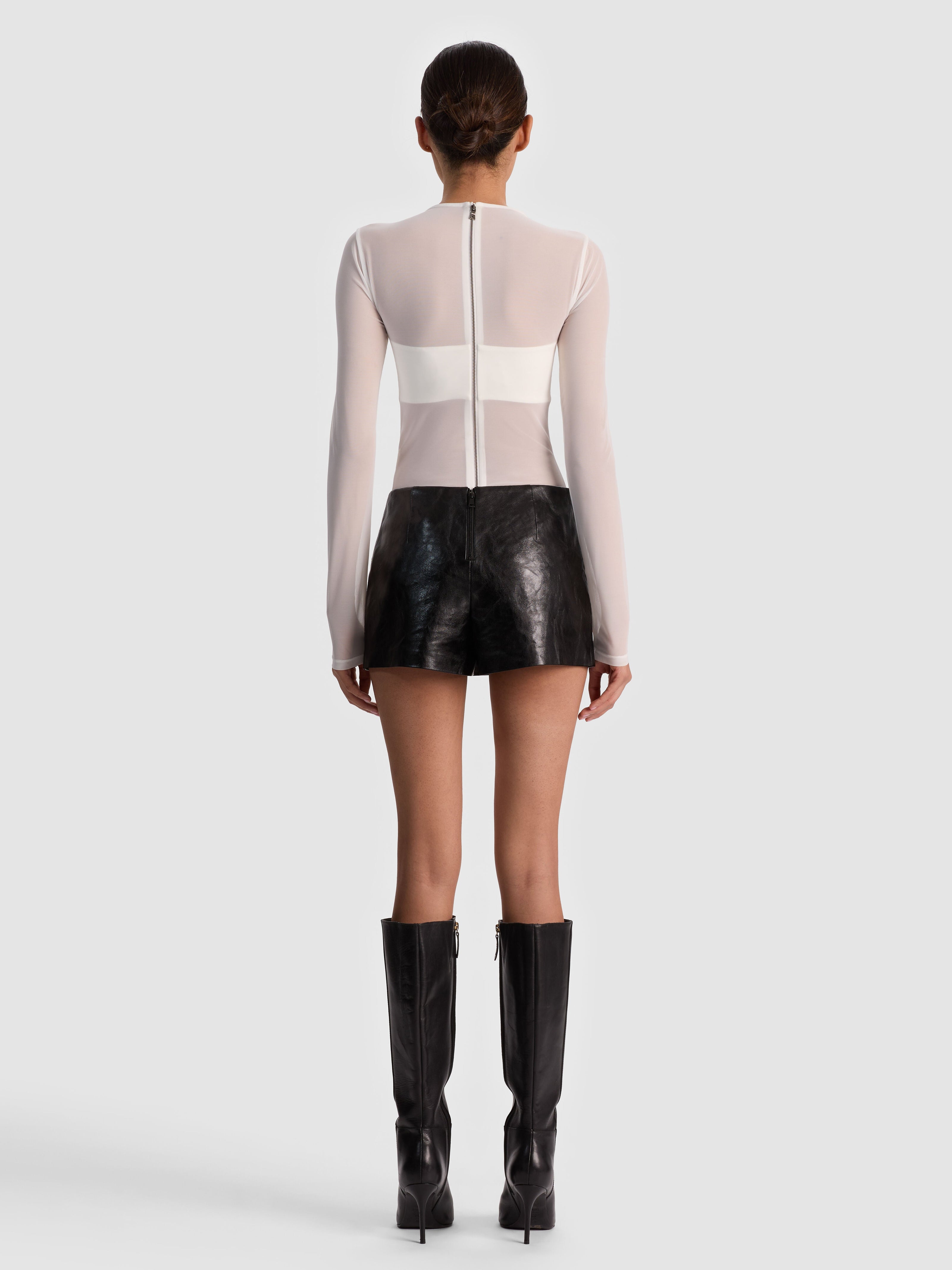 BANDEAU LONG SLEEVE BODYSUIT-OFF WHITE-ALICE + OLIVIA
