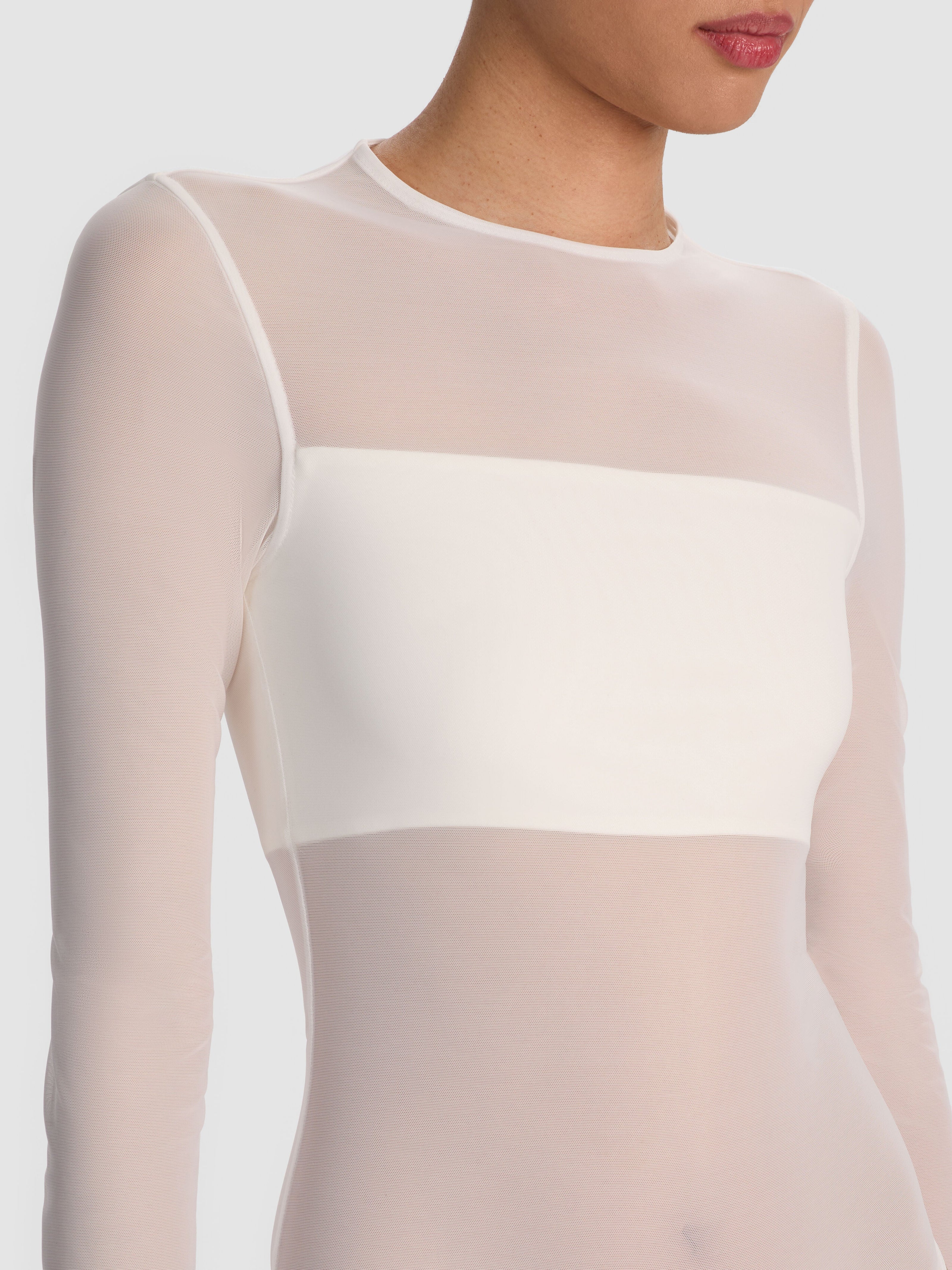BANDEAU LONG SLEEVE BODYSUIT-OFF WHITE-ALICE + OLIVIA