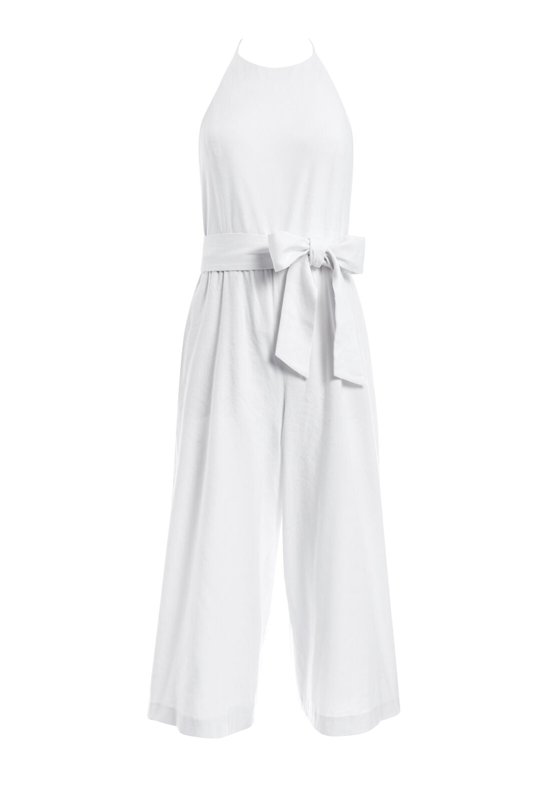 FRANNY HALTER NECK GAUCHO JUMPSUIT-White-ALICE + OLIVIA