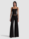 KELCEY BUTTON FRONT TOP-Black-ALICE + OLIVIA