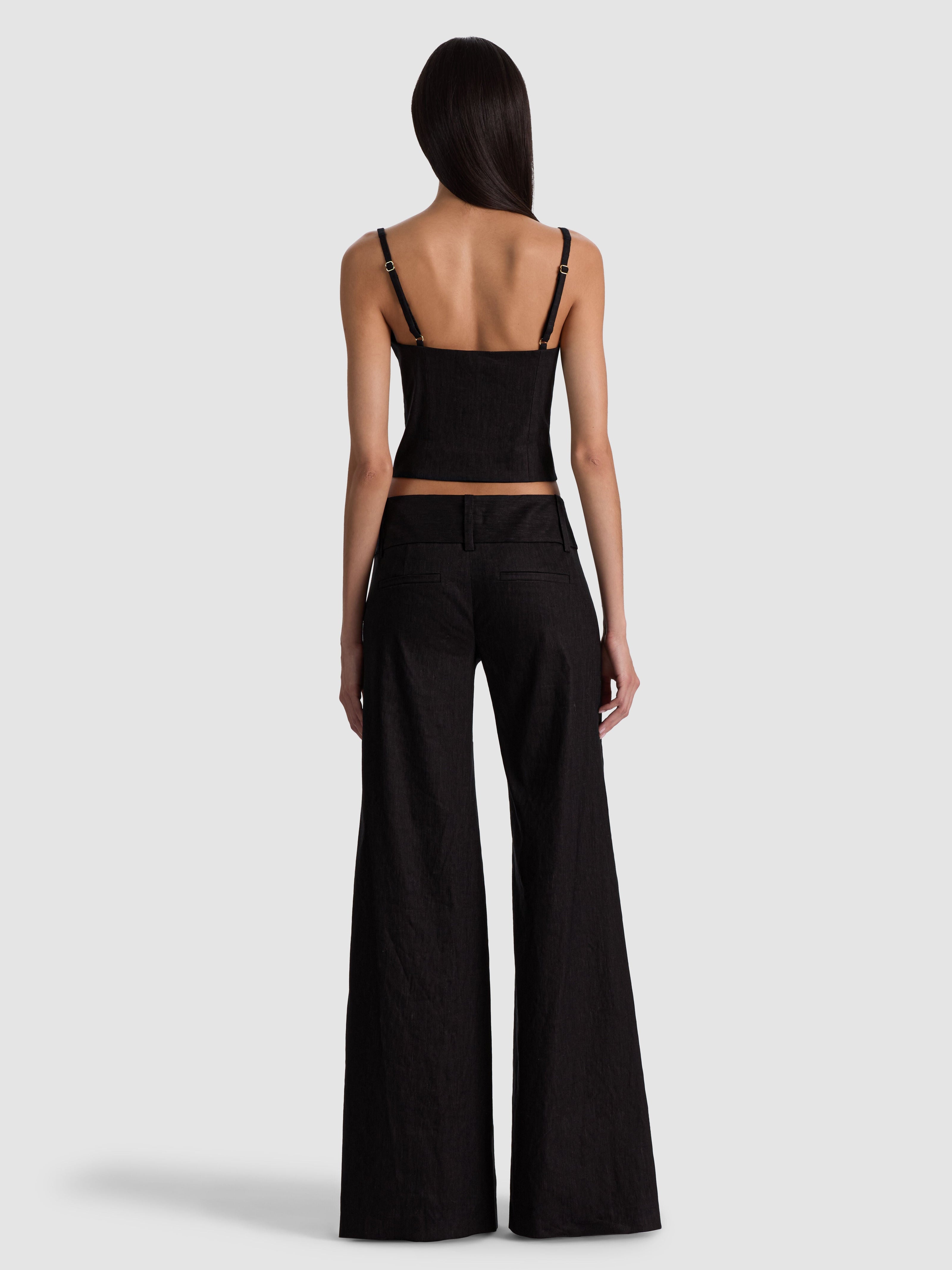 KELCEY BUTTON FRONT TOP-Black-ALICE + OLIVIA