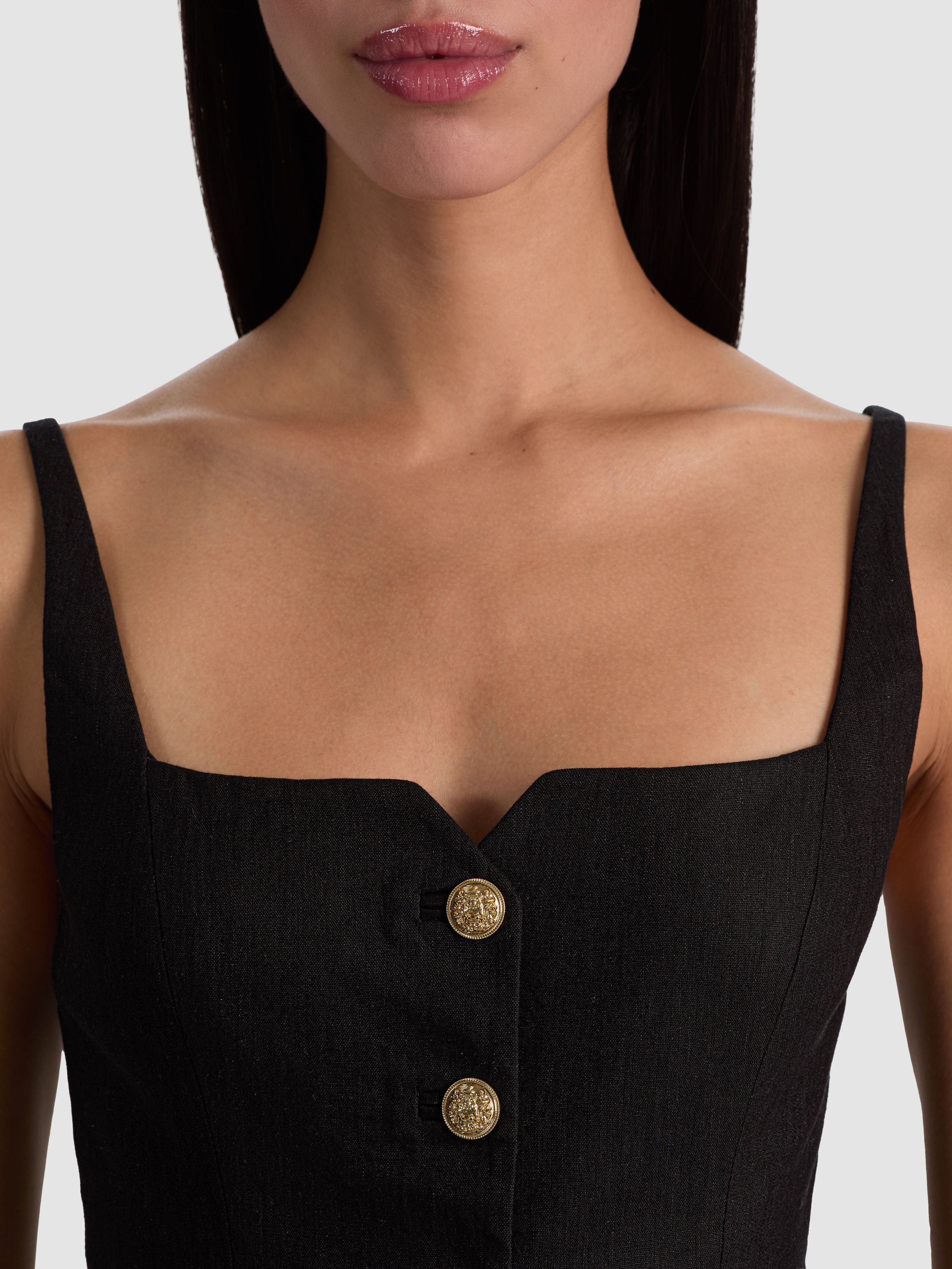 KELCEY BUTTON FRONT TOP-Black-ALICE + OLIVIA