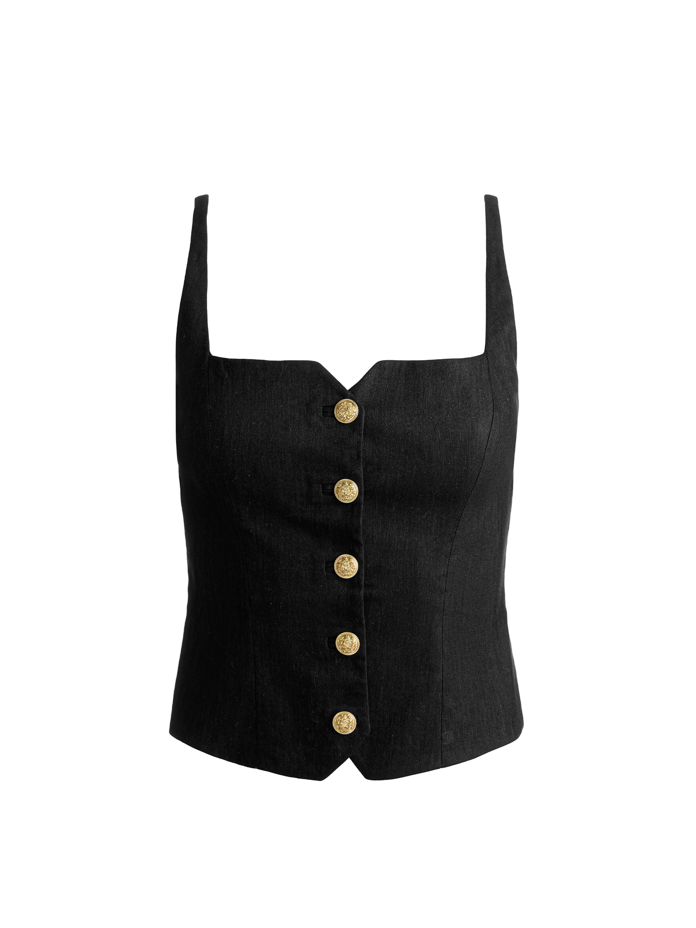 KELCEY BUTTON FRONT TOP-Black-ALICE + OLIVIA