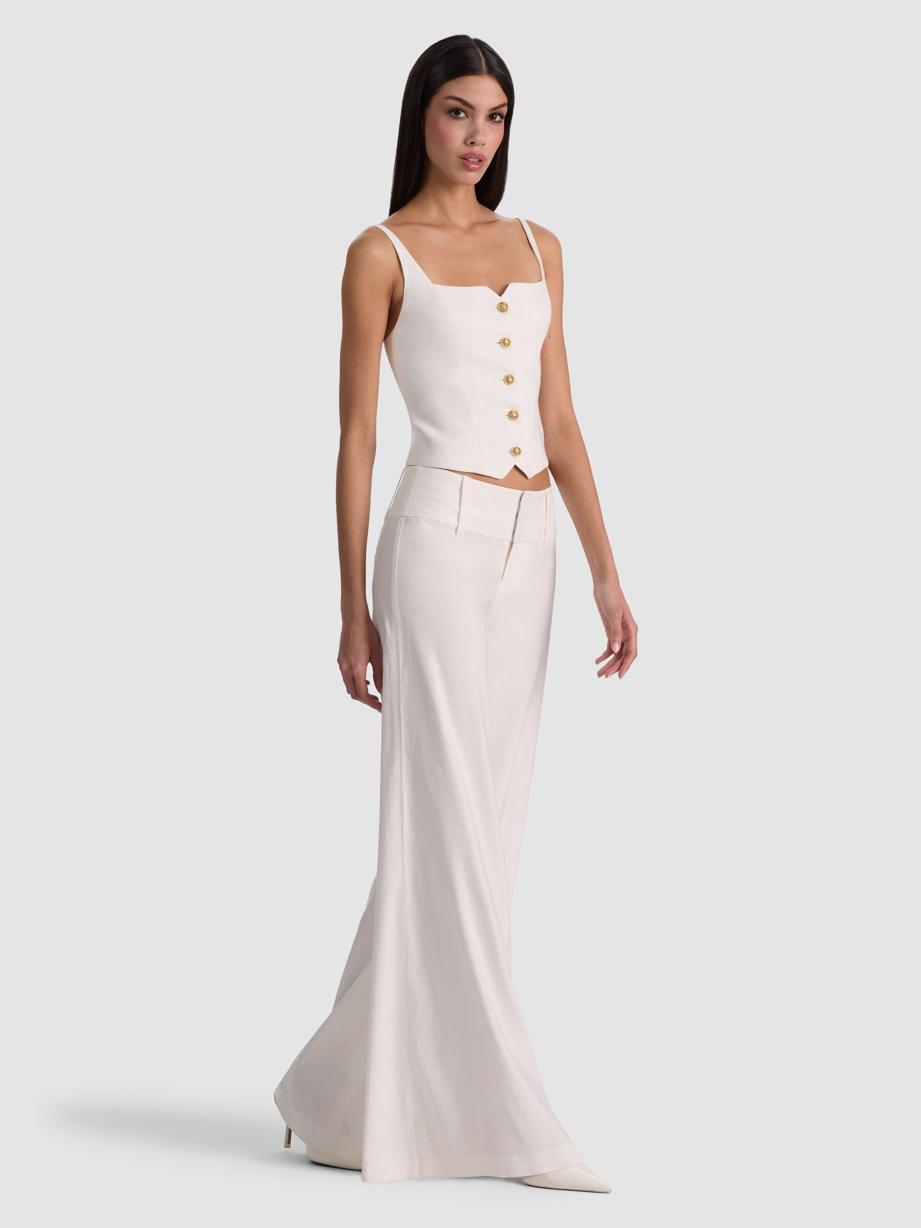 KELCEY BUTTON FRONT TOP-OFF WHITE-ALICE + OLIVIA