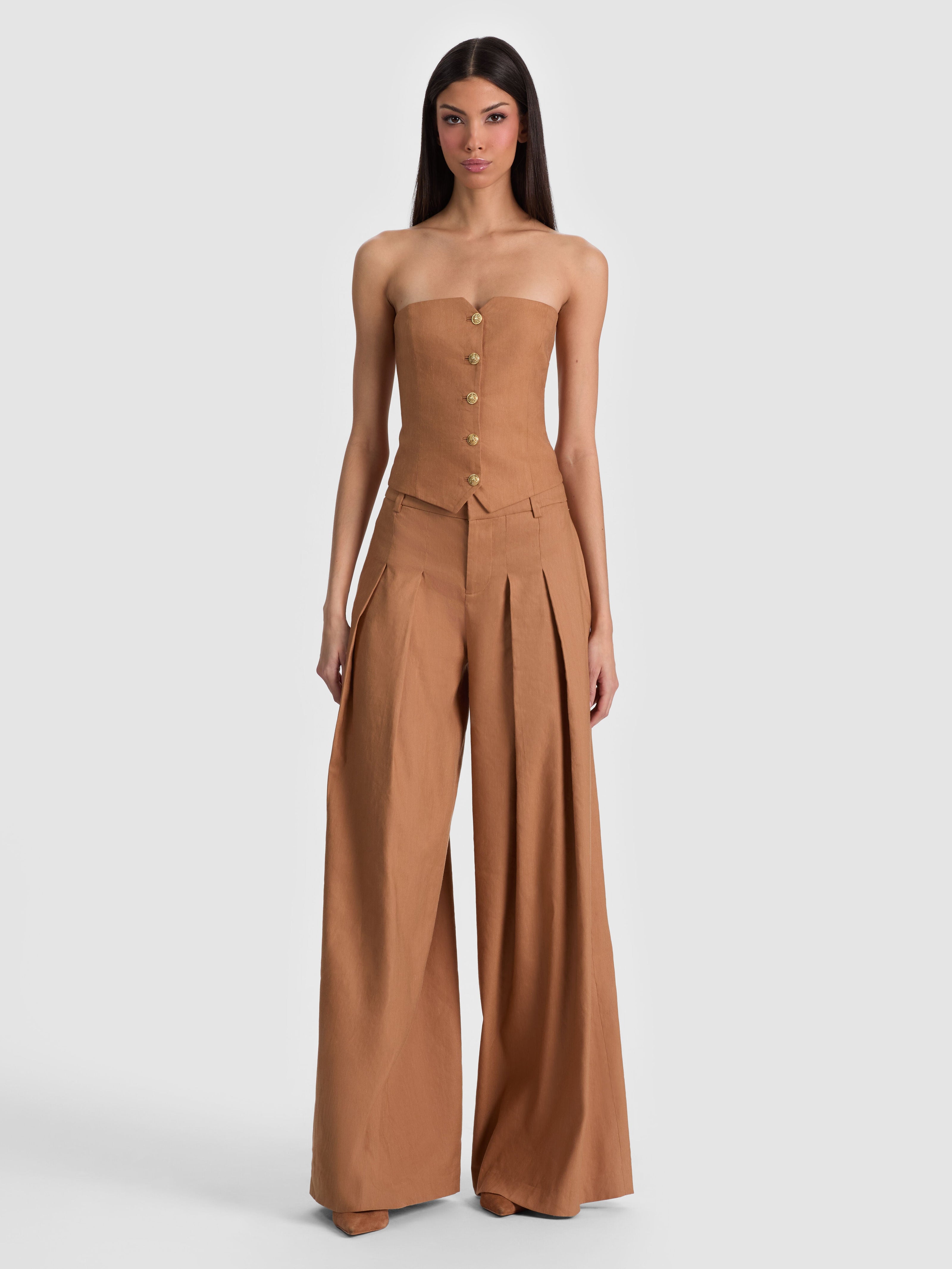 BLAIRE PLEATED PANT-TAN-ALICE + OLIVIA