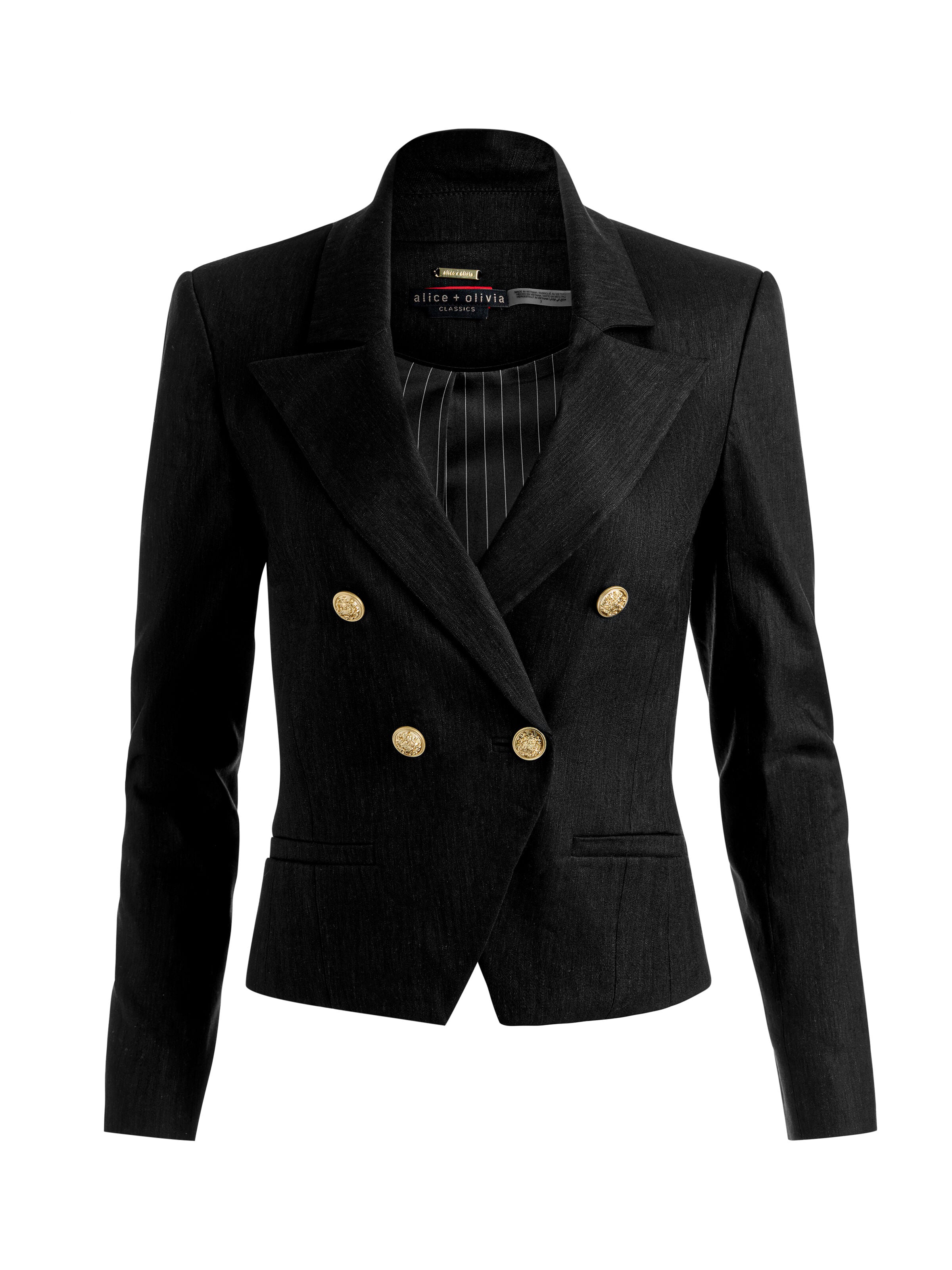 SABLE DOUBLE BREASTED CROPPED BLAZER-ALICE + OLIVIA