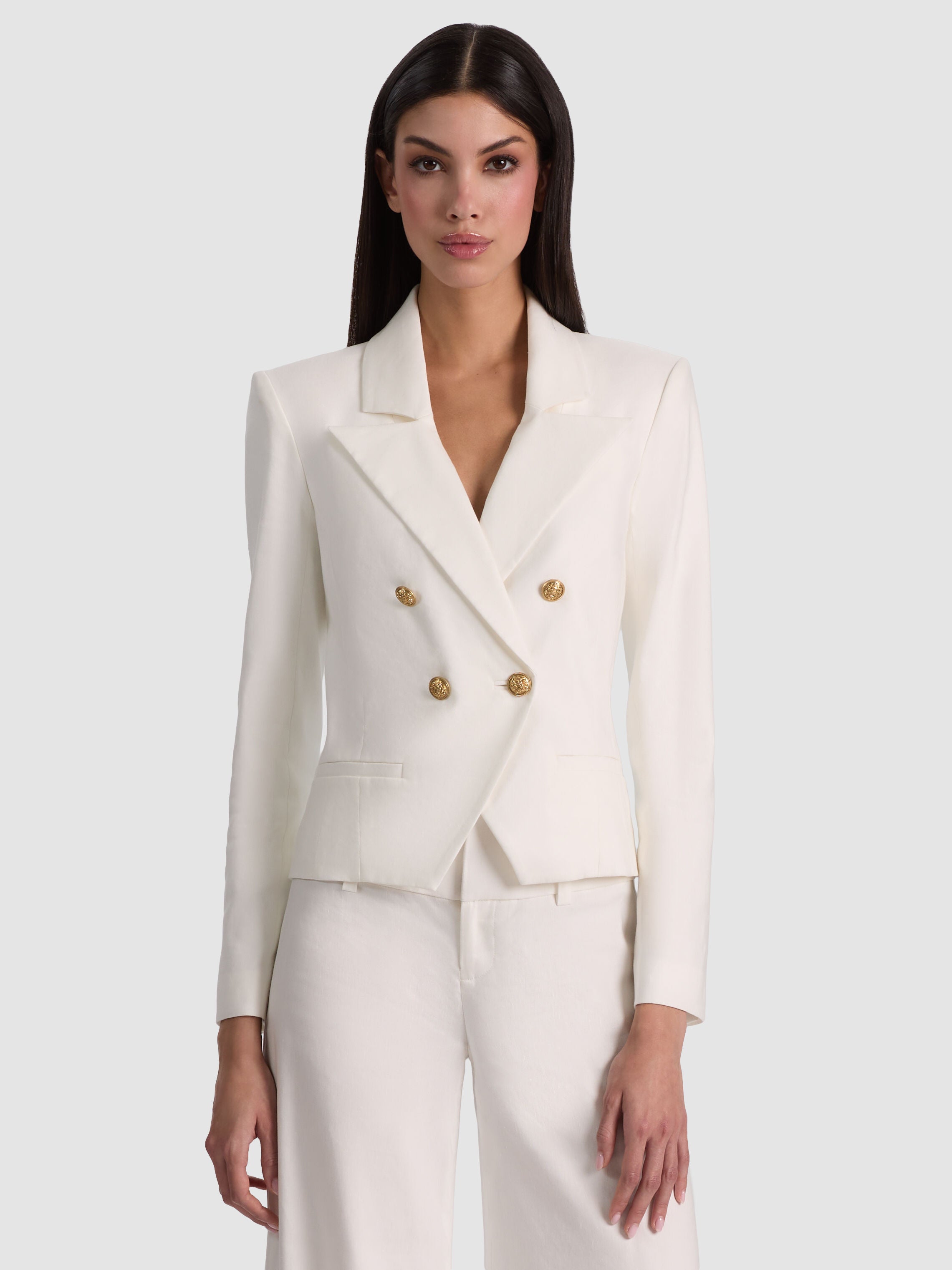 SABLE DOUBLE BREASTED CROPPED BLAZER-ALICE + OLIVIA