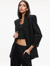 SHAN LINEN ROLLED CUFF BLAZER-Black-ALICE + OLIVIA