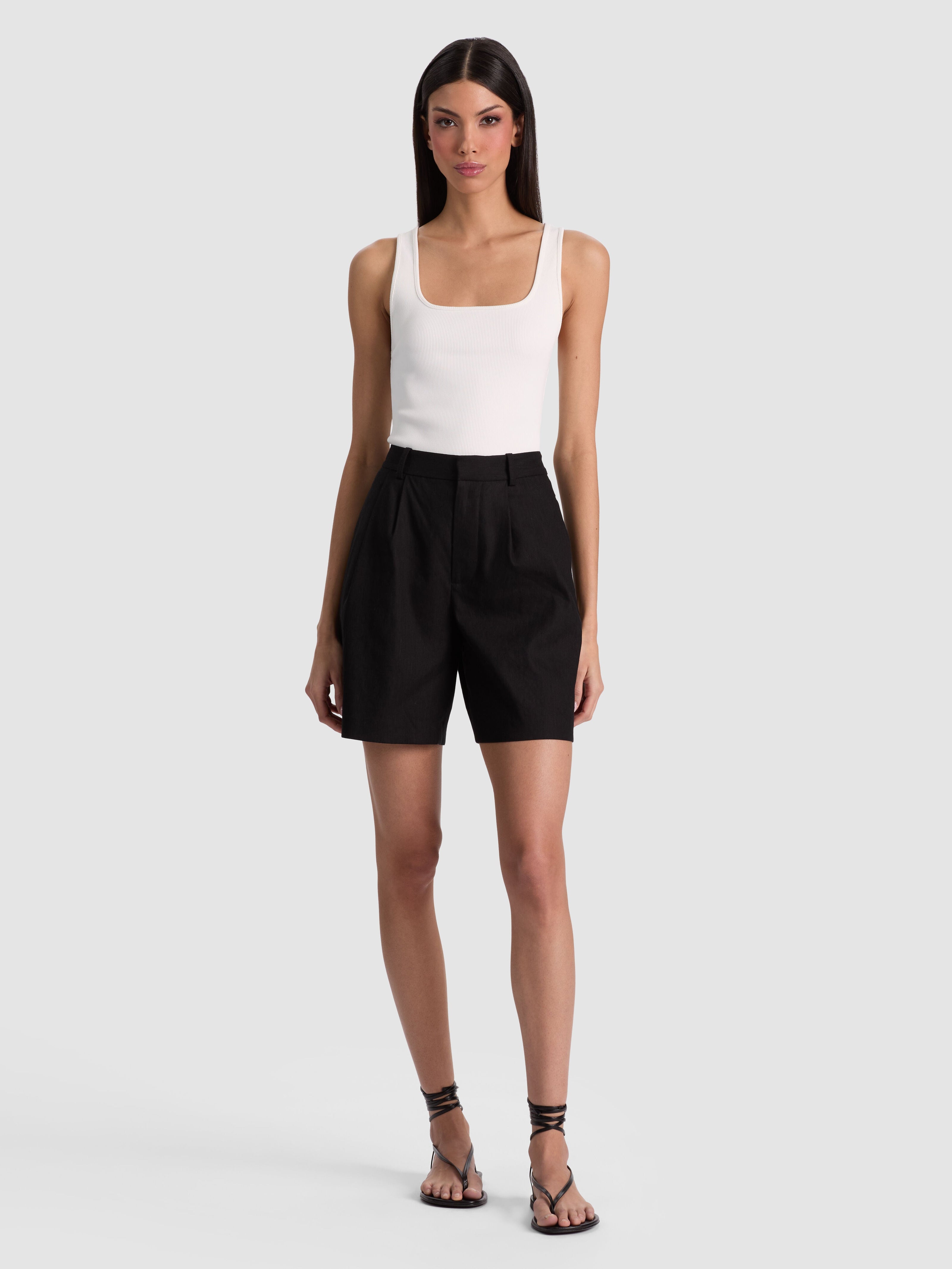 CONRY PLEATED BERMUDA SHORT-Black-ALICE + OLIVIA
