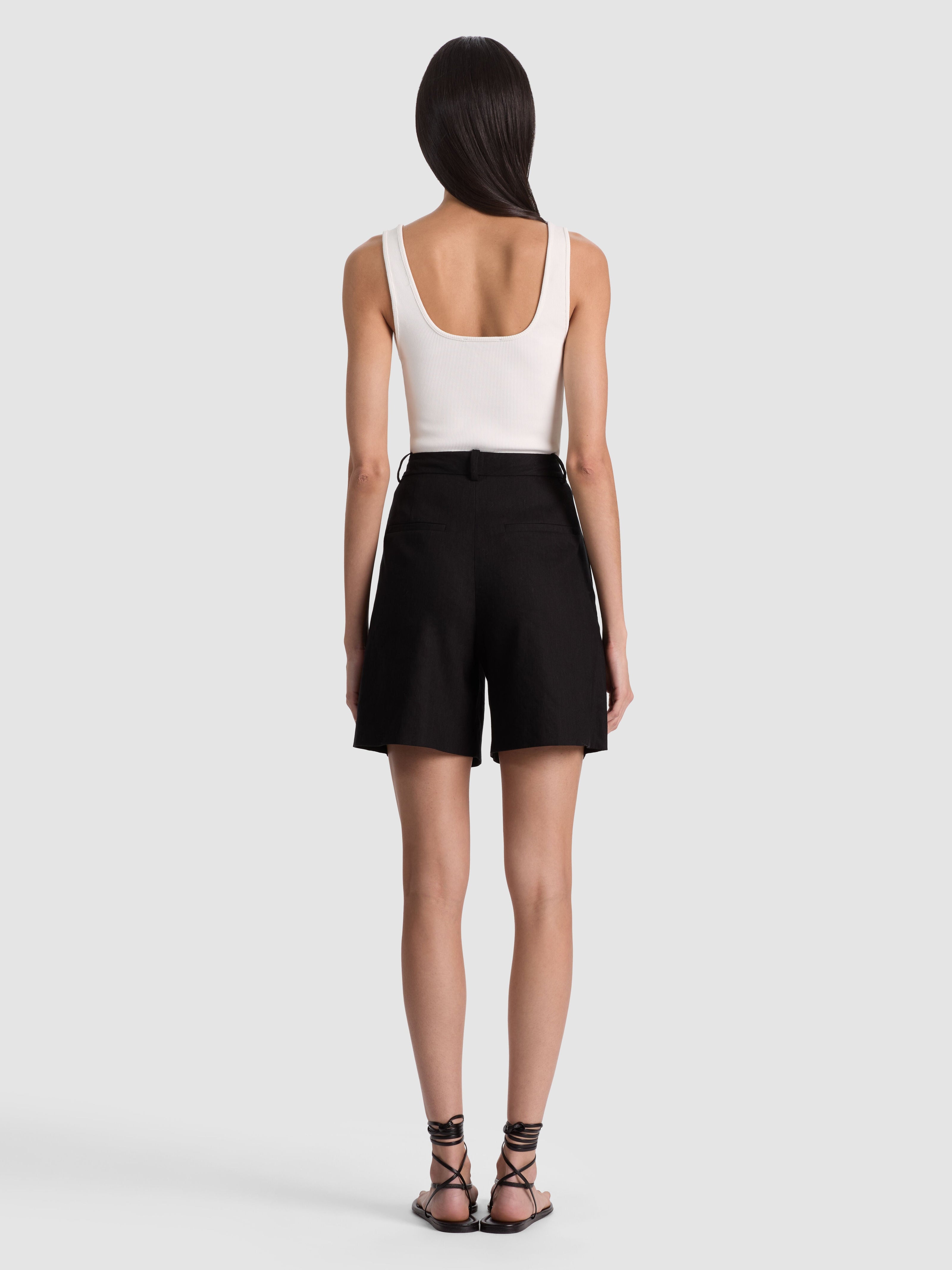 CONRY PLEATED BERMUDA SHORT-Black-ALICE + OLIVIA