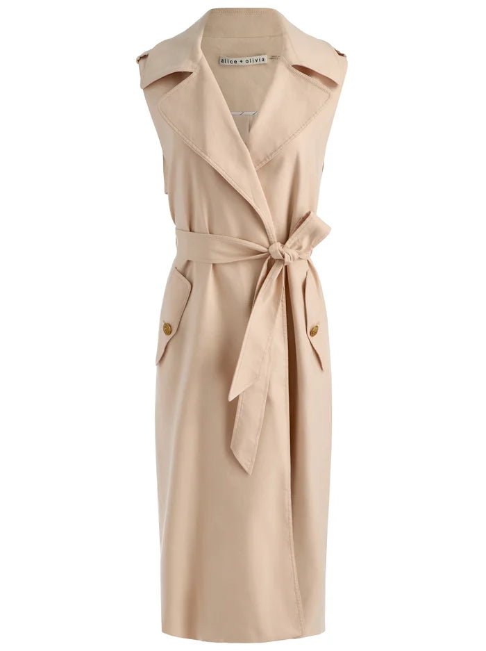 KEITH SLEEVELESS LINEN TRENCH-OATMEAL-ALICE + OLIVIA