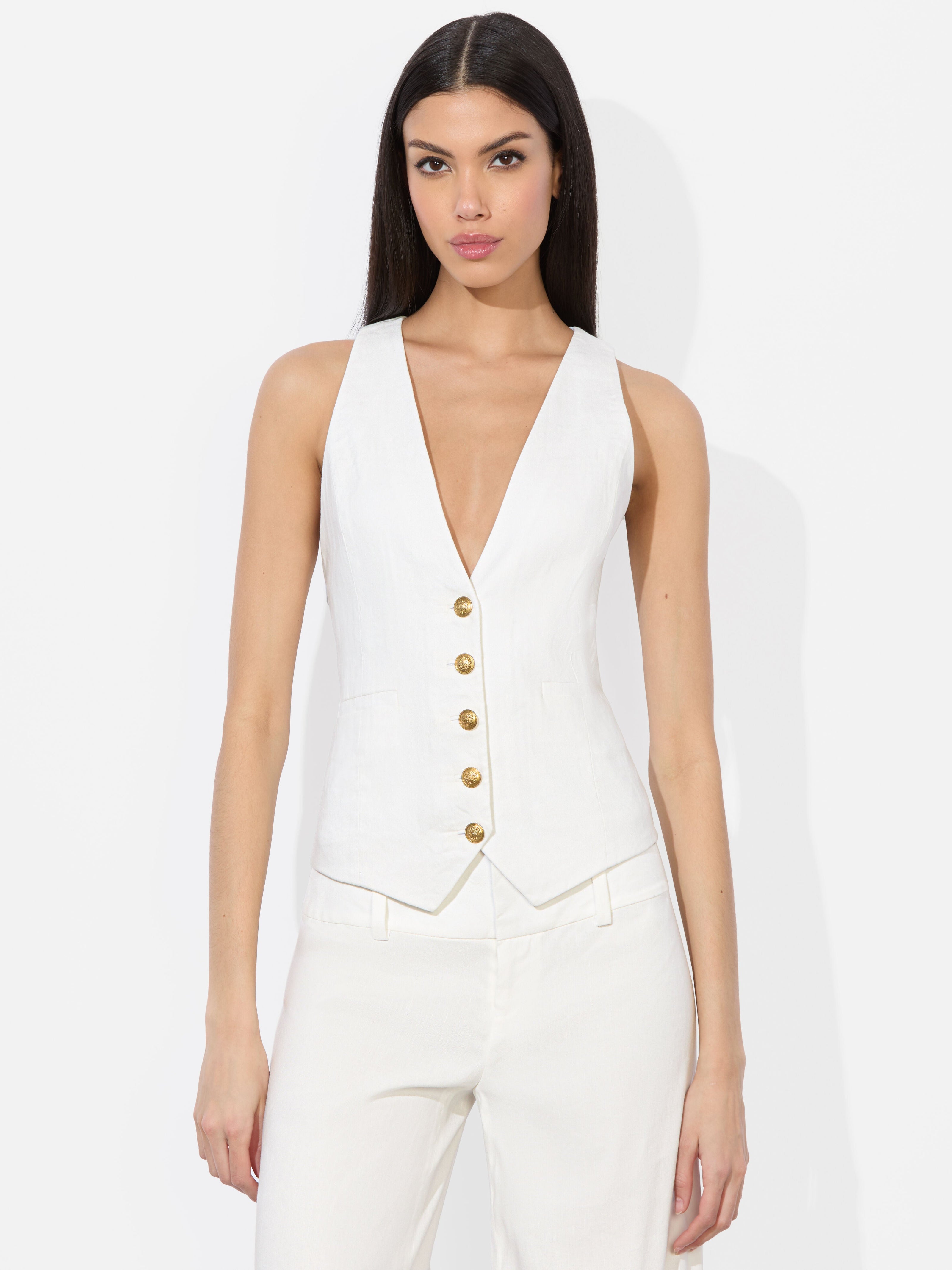 MAZIE LINEN VEST-ALICE + OLIVIA