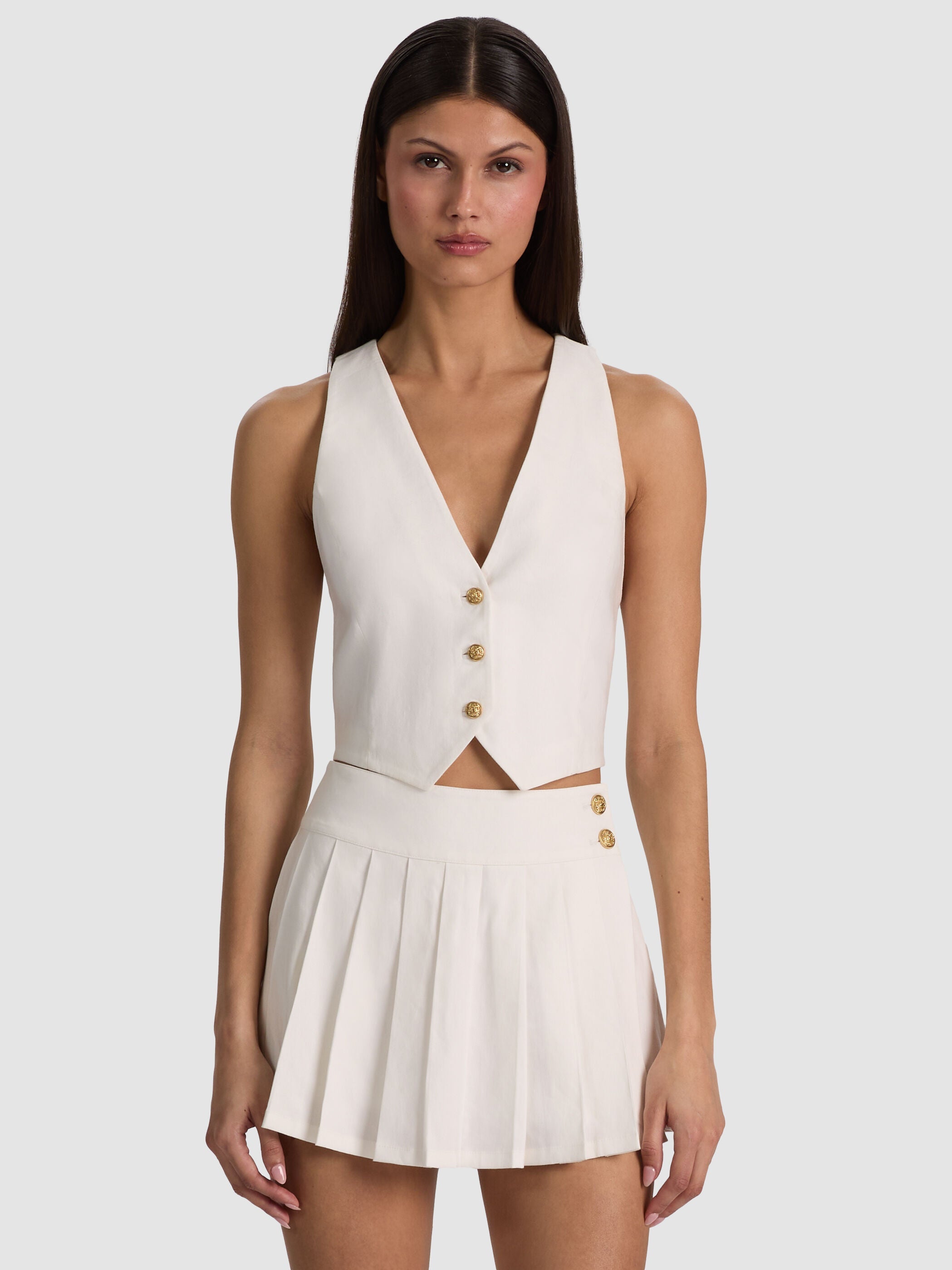 DONNA LINEN VEST-ALICE + OLIVIA