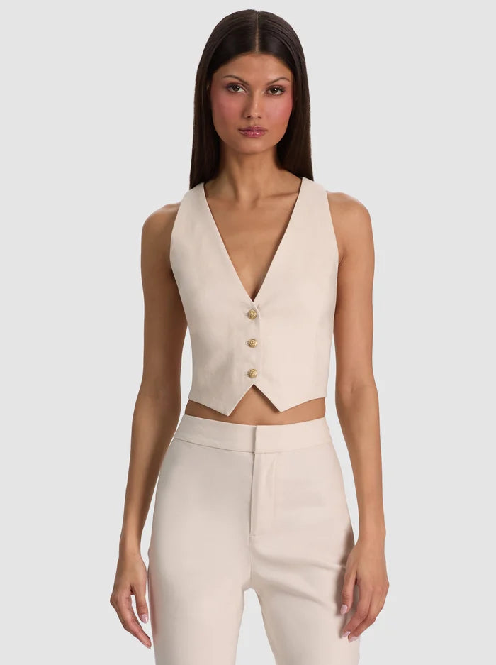 DONNA LINEN VEST-ALICE + OLIVIA