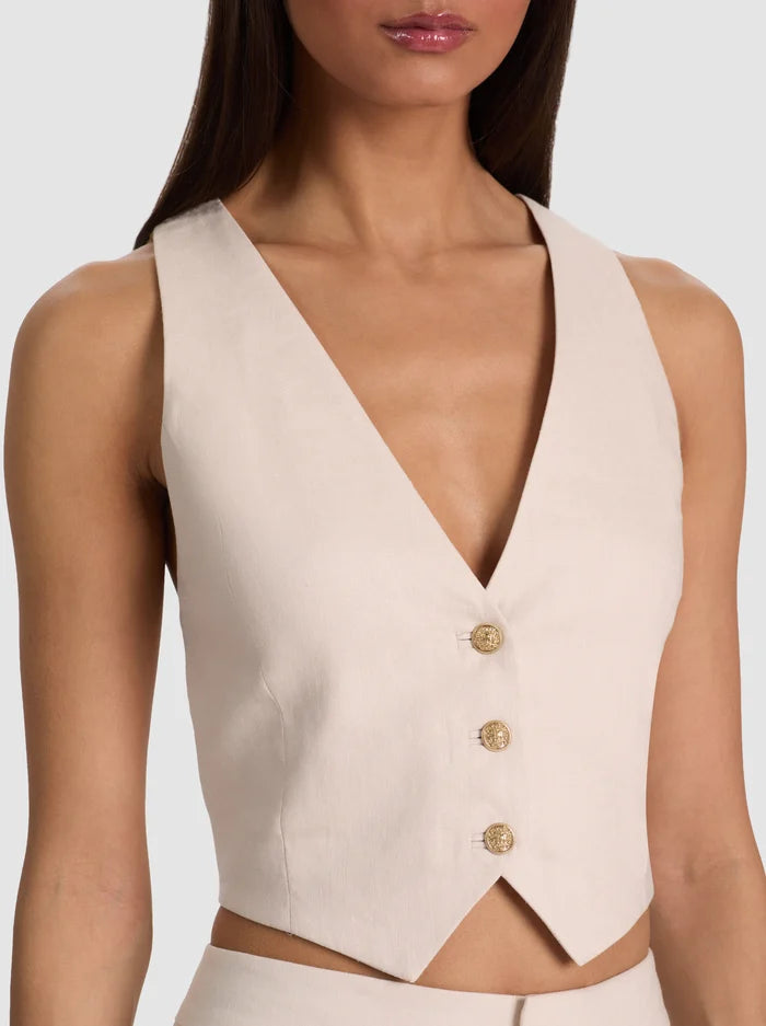 DONNA LINEN VEST-ALICE + OLIVIA