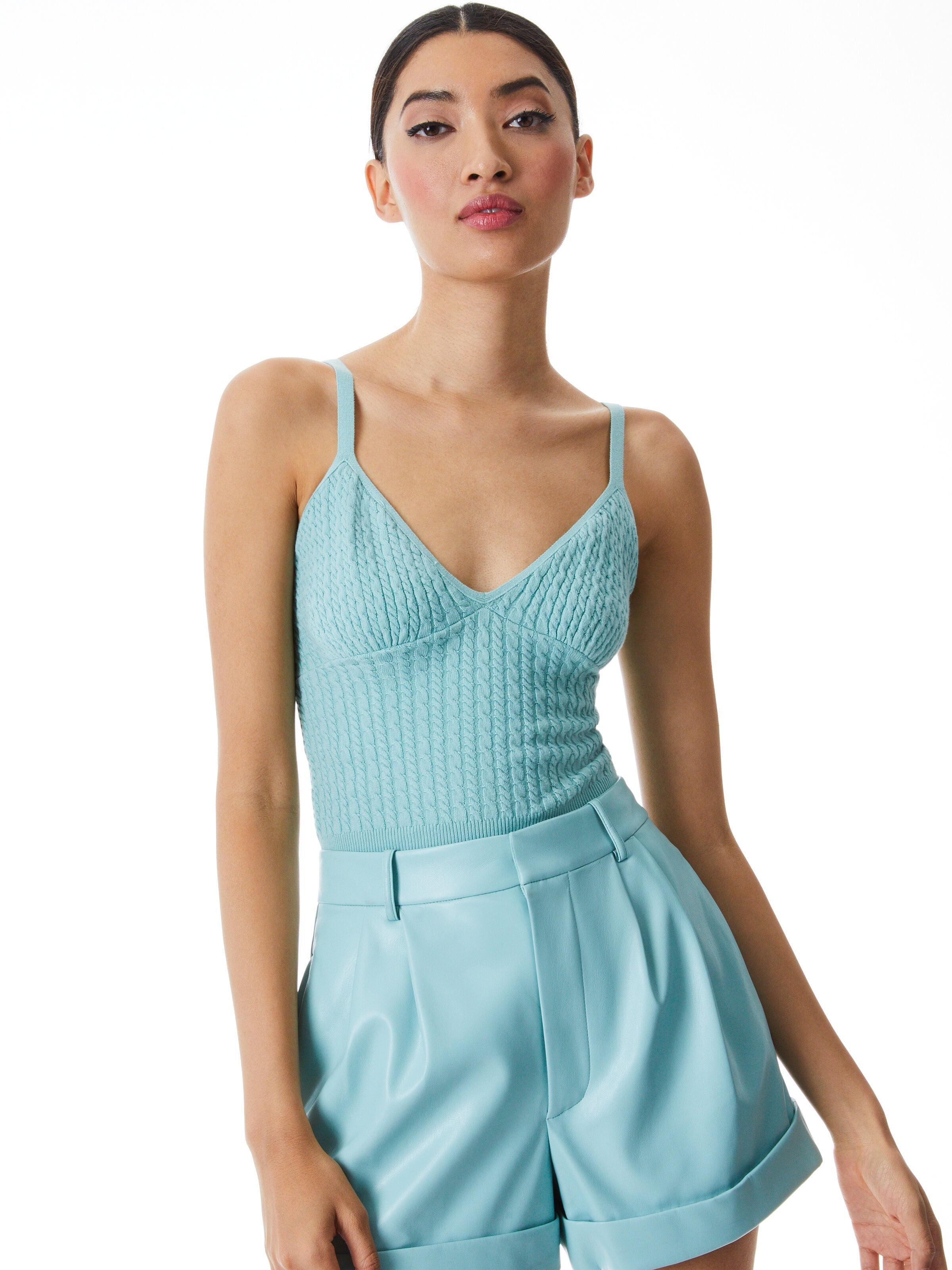 KENNA CABLE KNIT CROPPED TANK-ALICE + OLIVIA
