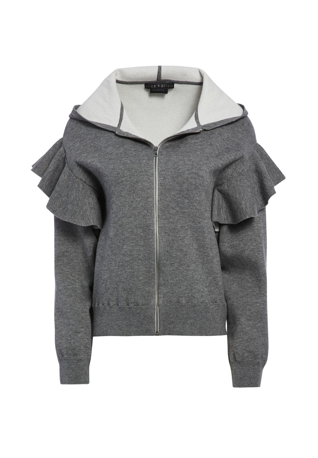 HARRIS RUFFLE ZIP HOODIE-ALICE + OLIVIA