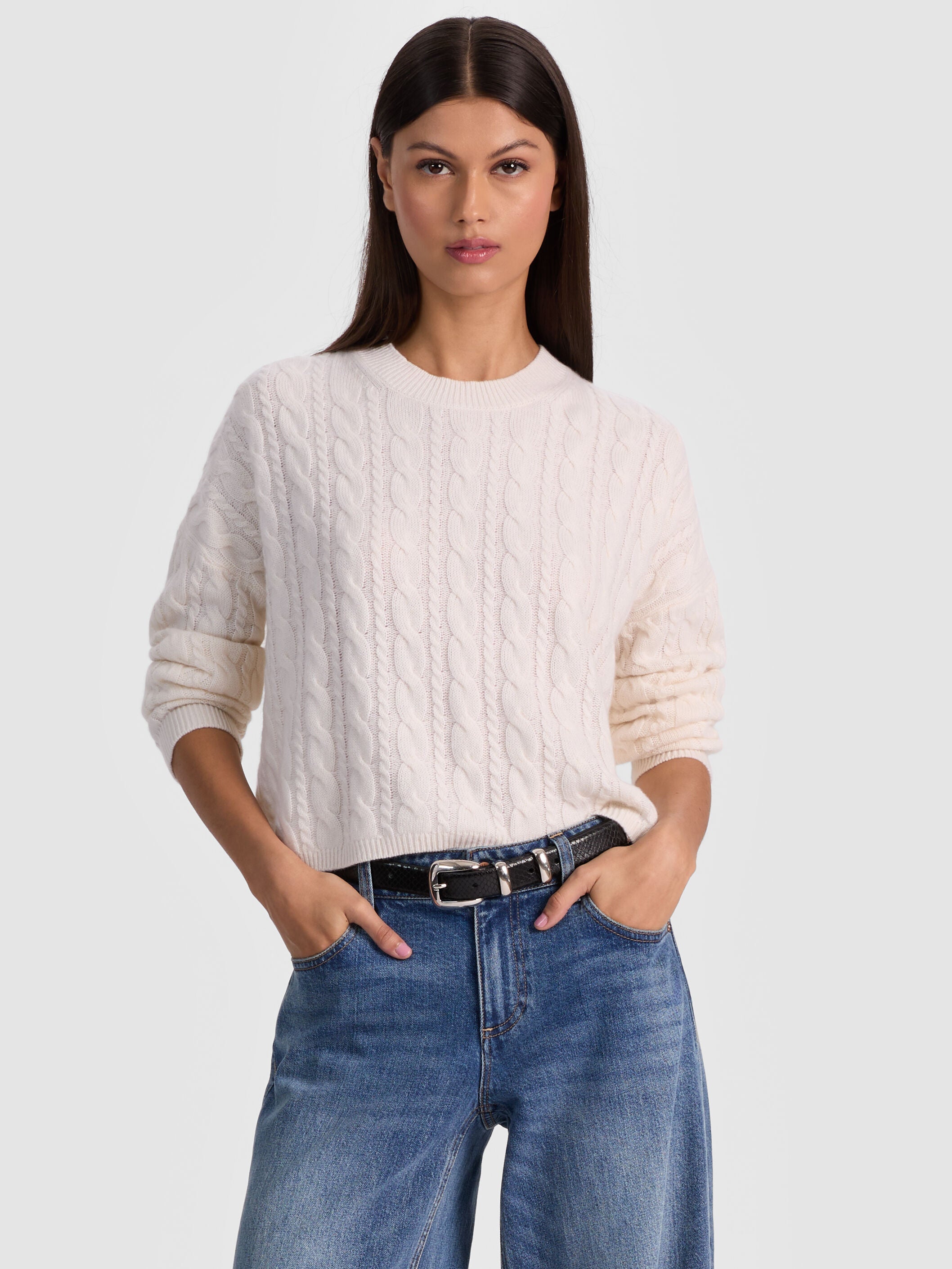 CECILIE CASHMERE CABLEKNIT PULLOVER-ALICE + OLIVIA
