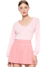 ANSLEY V-NECK BLOUSON SLEEVE SWEATER-ALICE + OLIVIA