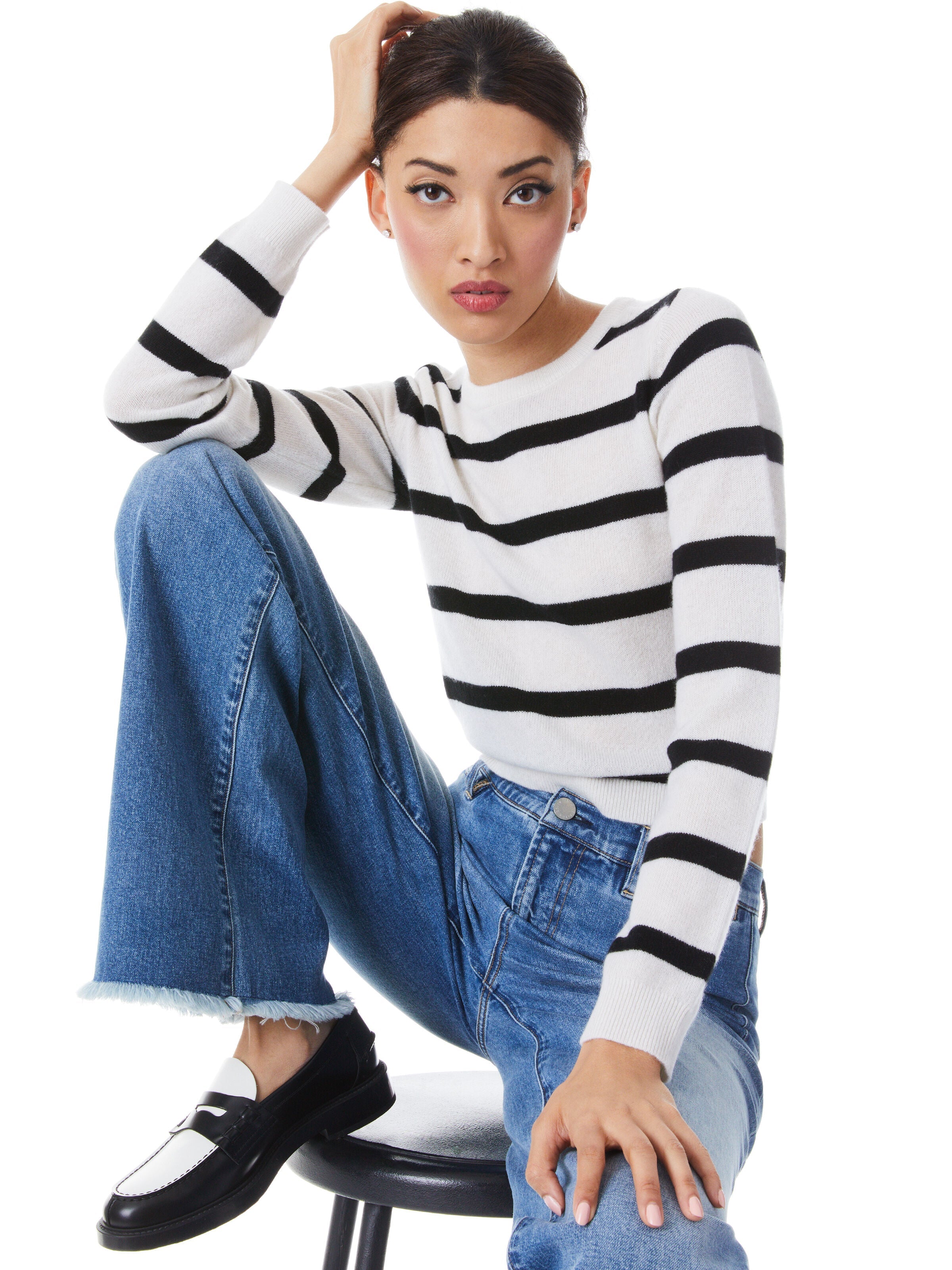LUNA STRIPED CREWNECK-ALICE + OLIVIA