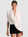 JULES CASHMERE DRAPED PULLOVER-ALICE + OLIVIA